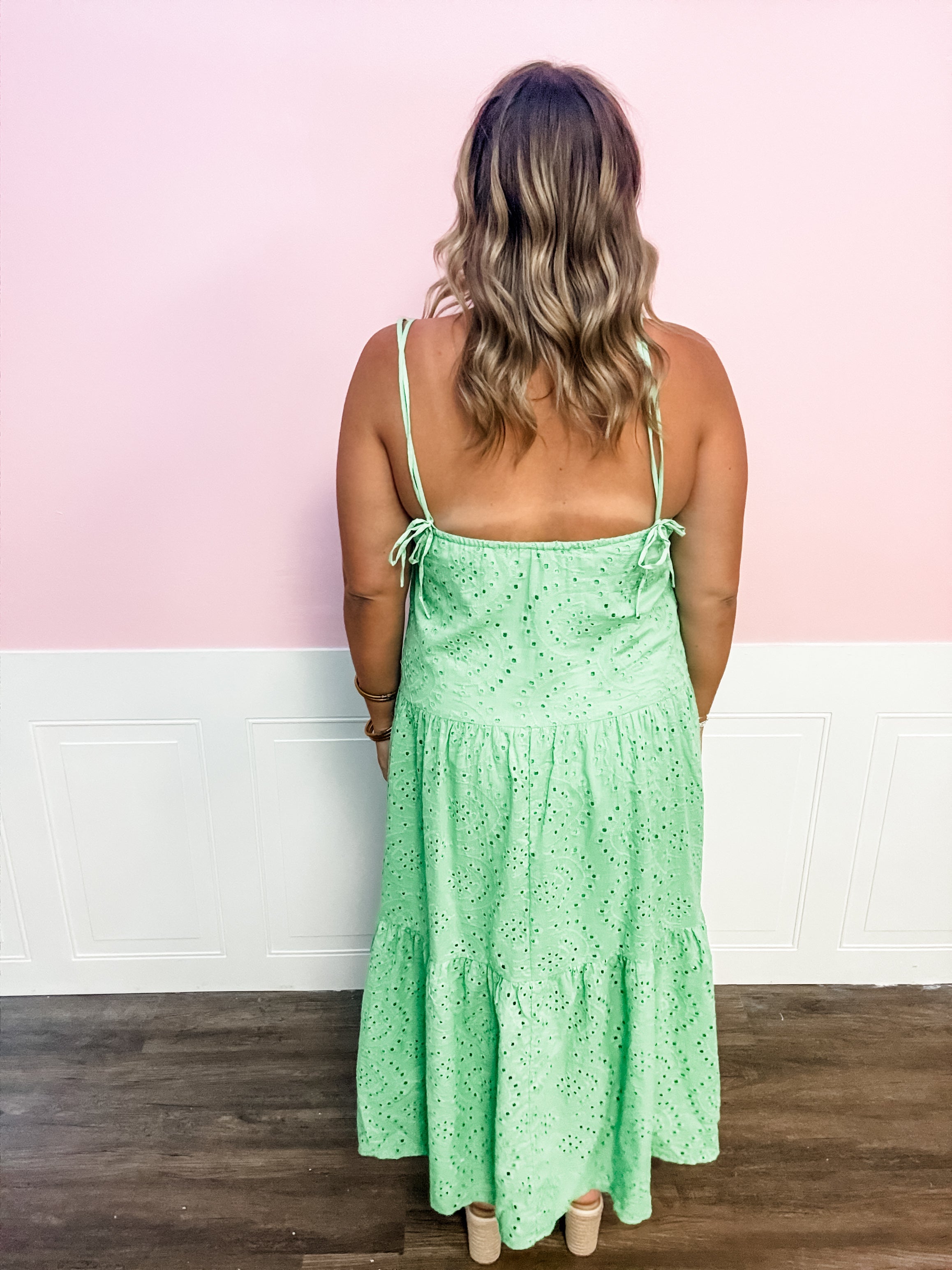 Emerald Breeze Eyelet Dress - Just a Small Town Girl