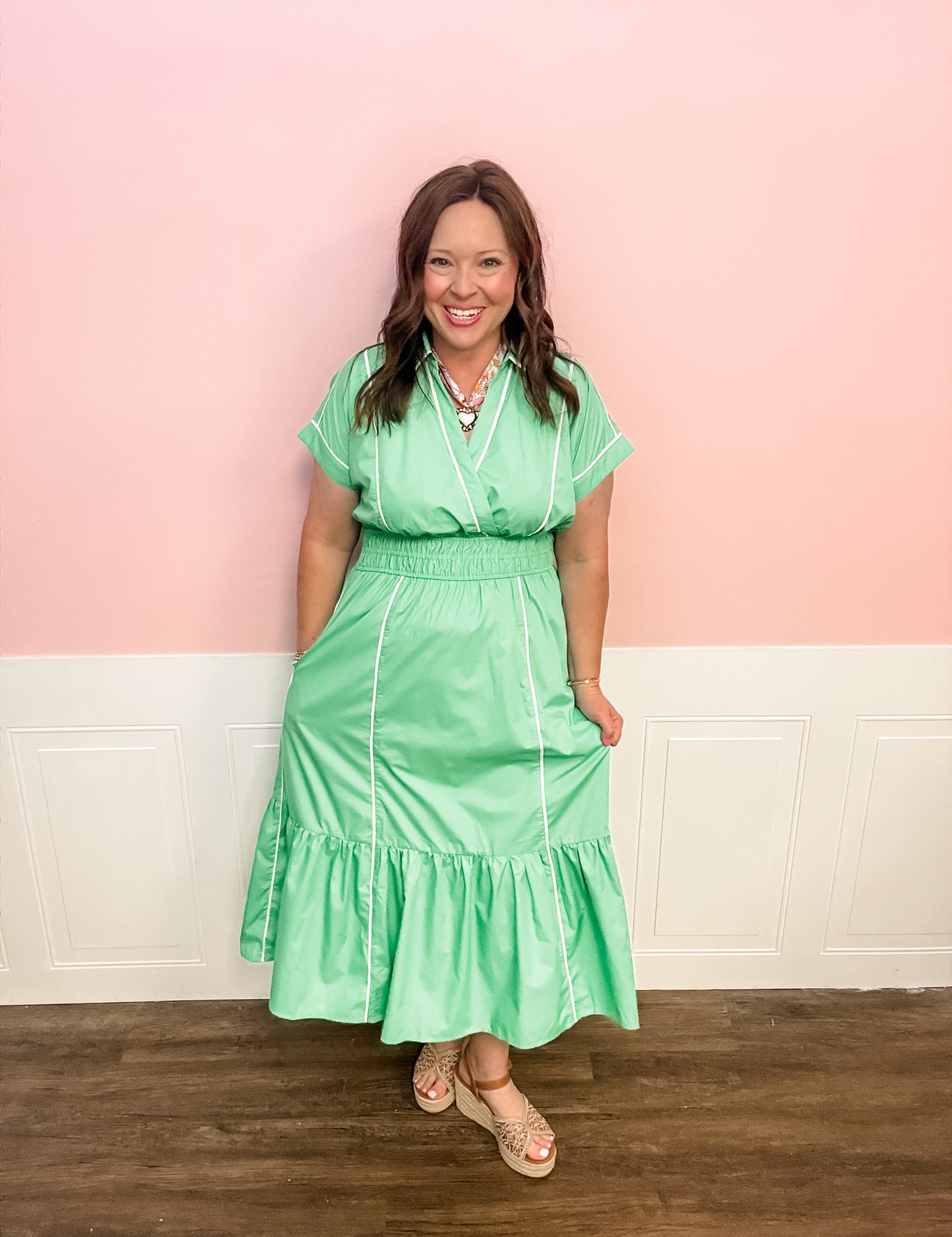 Emerald Coast Cinch Waist Dress - Just a Small Town Girl