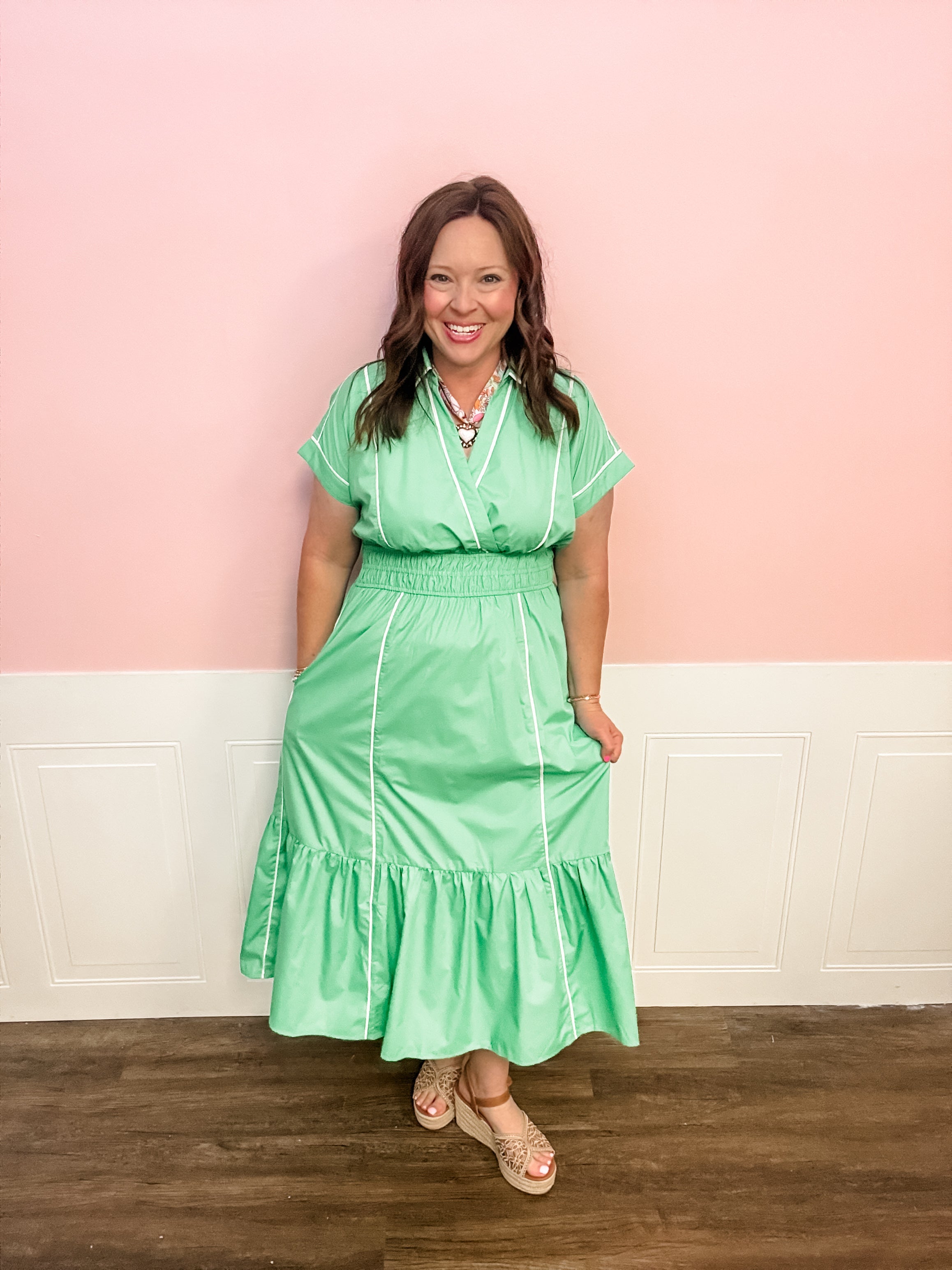 Emerald Coast Cinch Waist Dress - Just a Small Town Girl