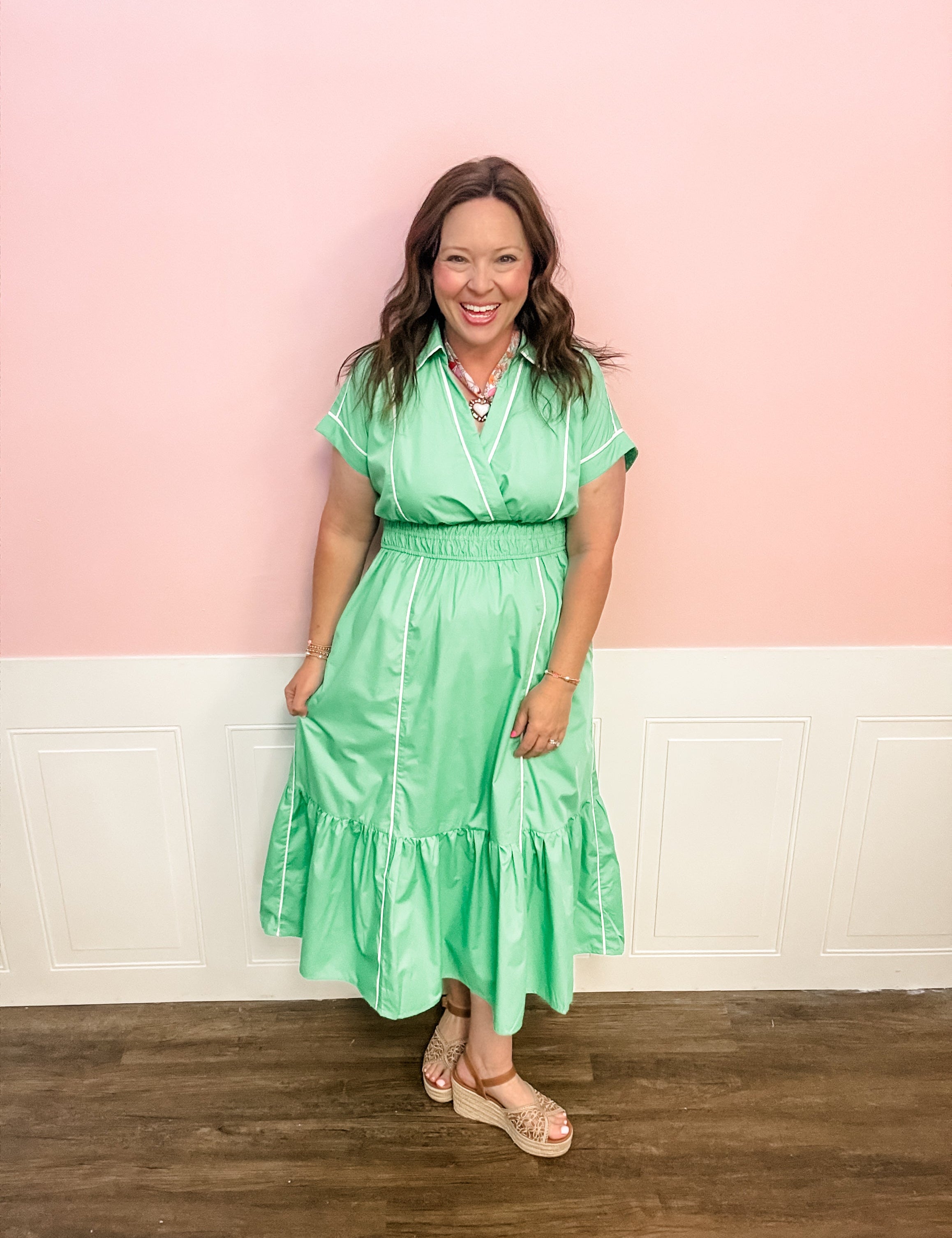 Emerald Coast Cinch Waist Dress - Just a Small Town Girl