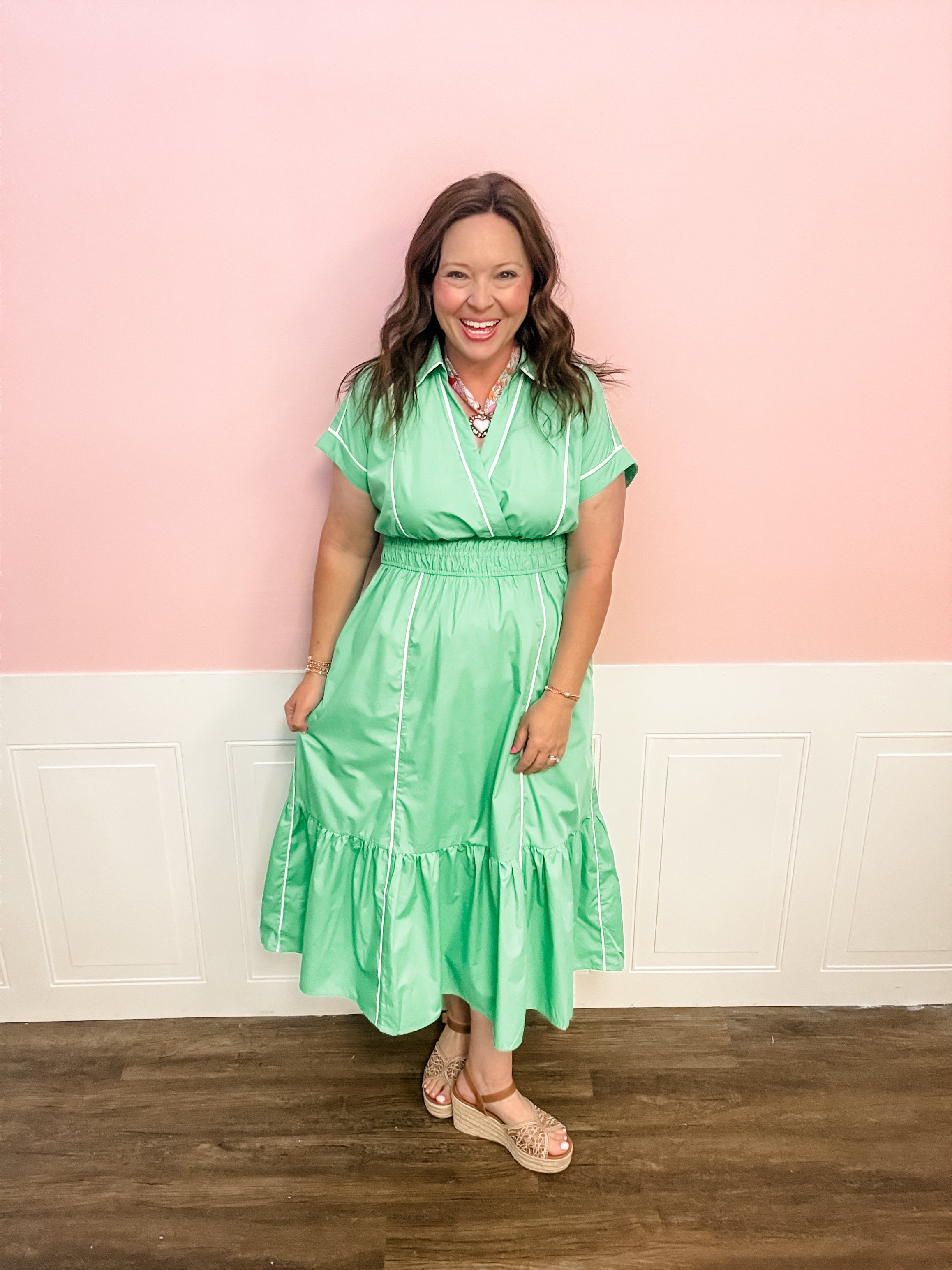 Emerald Coast Cinch Waist Dress - Just a Small Town Girl