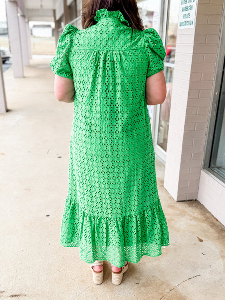Emerald Eyelet Maxi Dress - Just a Small Town Girl