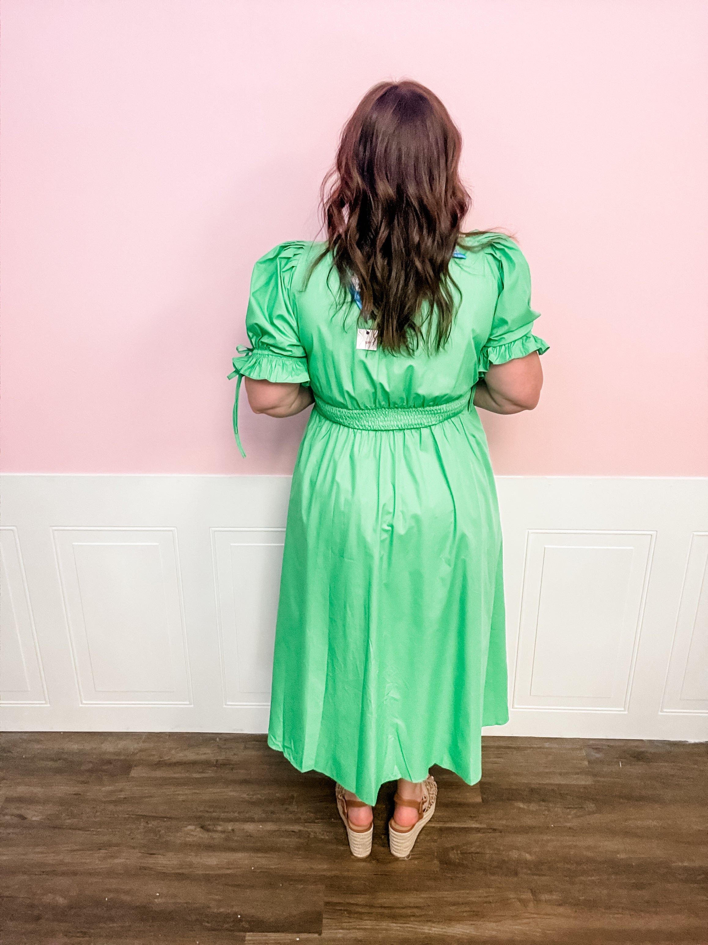 Emerald Garden Zip Midi Dress - Just a Small Town Girl