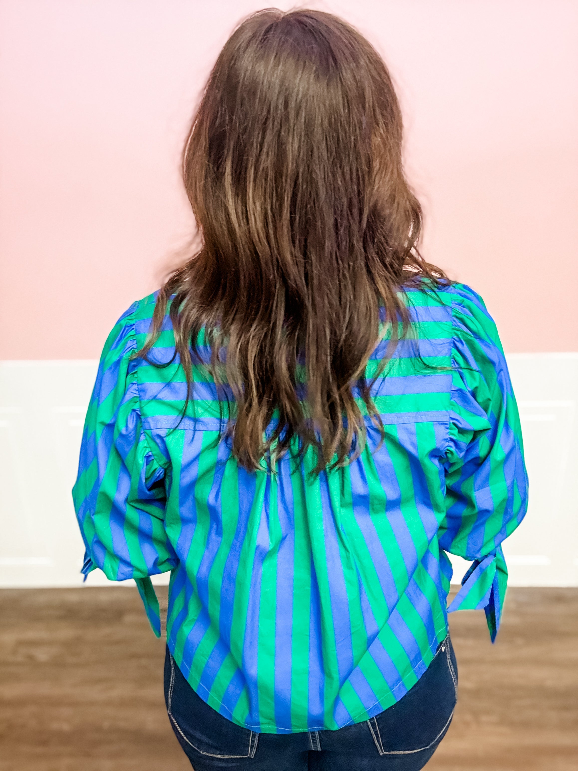 Emerald Pop Stripe Top - Just a Small Town Girl