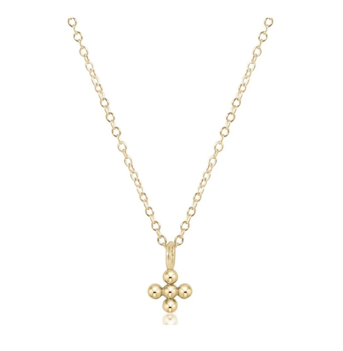 Enewton 16” Necklace Gold - Signature Cross Beaded Small Gold Charm - Just a Small Town Girl