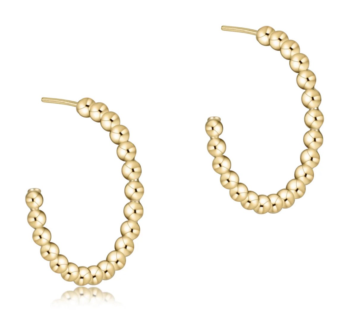 Enewton Beaded Classic 1.25” Post Hoop - 4mm Gold - Just a Small Town Girl
