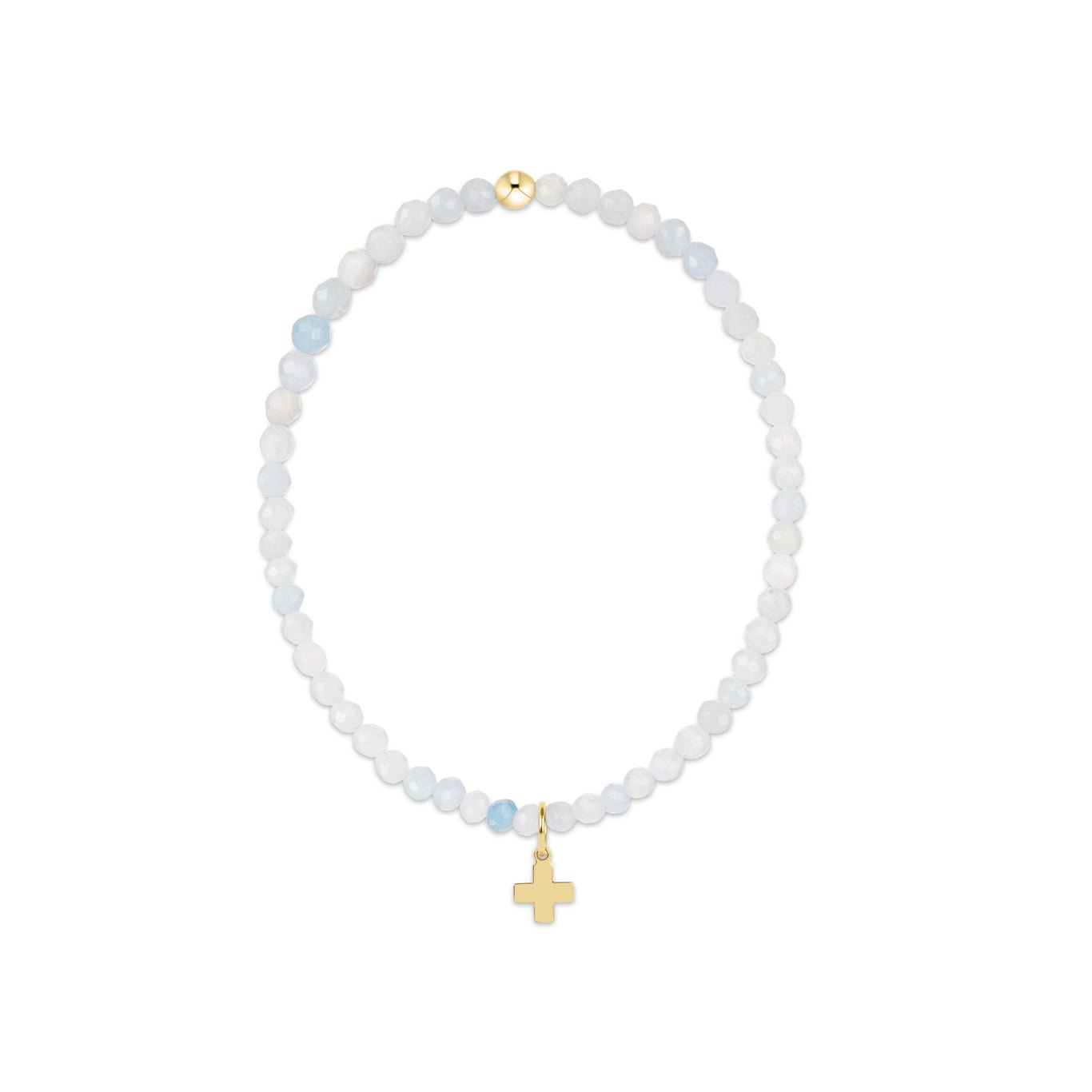 Enewton Classic Aquamarine 3mm Bracelet - Signature Cross Gold Charm - Just a Small Town Girl