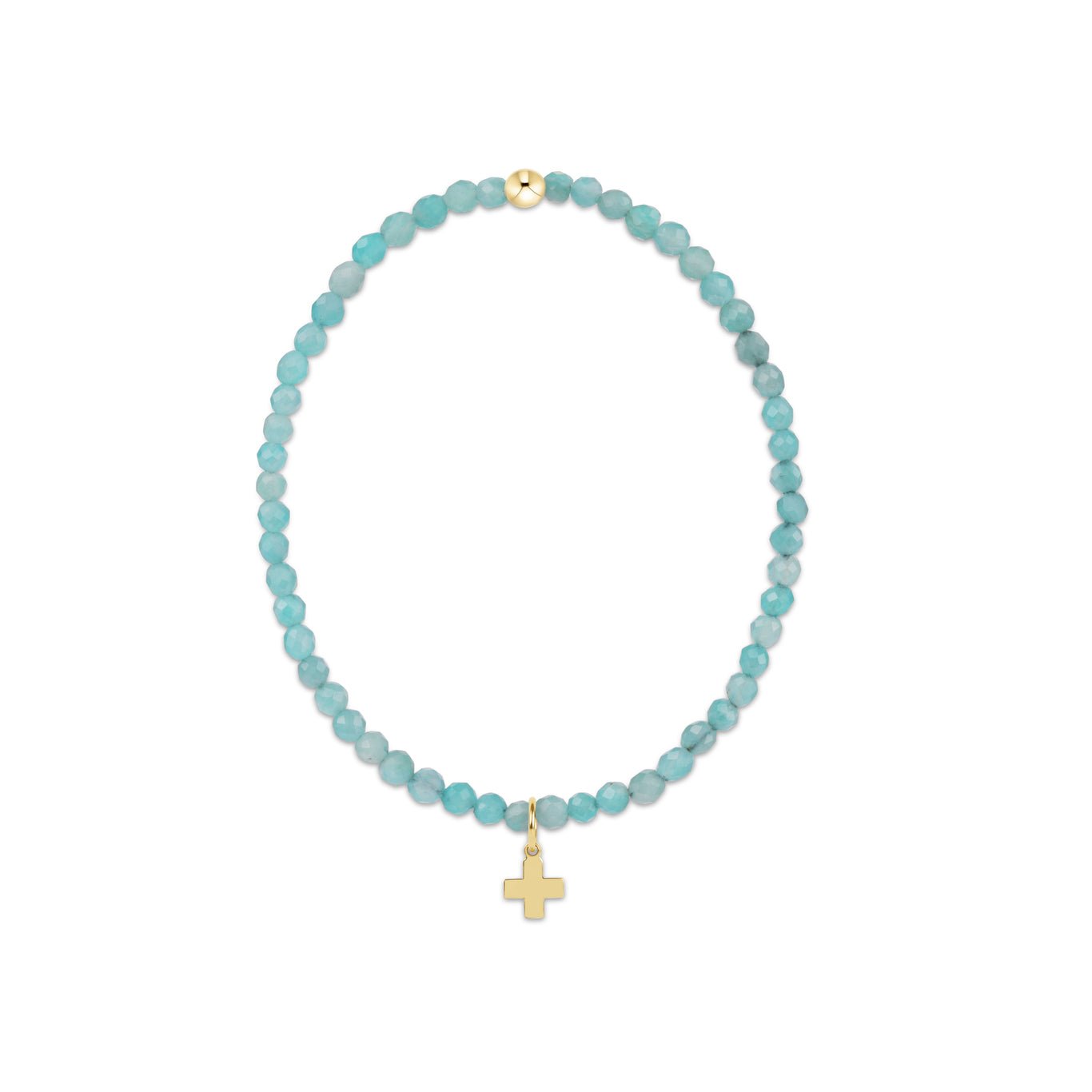 Enewton Classical Amazonite 3mm Bracelet - Signature Cross Gold Charm - Just a Small Town Girl