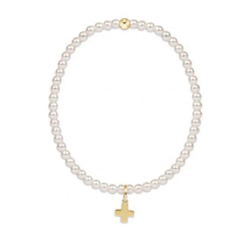 Enewton egirl Classic pearl 3mm - signature cross gold charm - Just a Small Town Girl