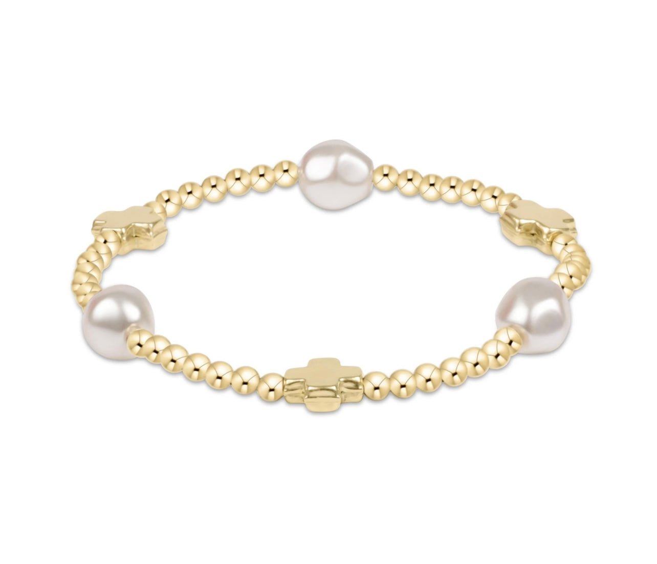 Enewton Signature Cross Admire Pearl Pattern 3mm Bracelet: Gold - Just a Small Town Girl