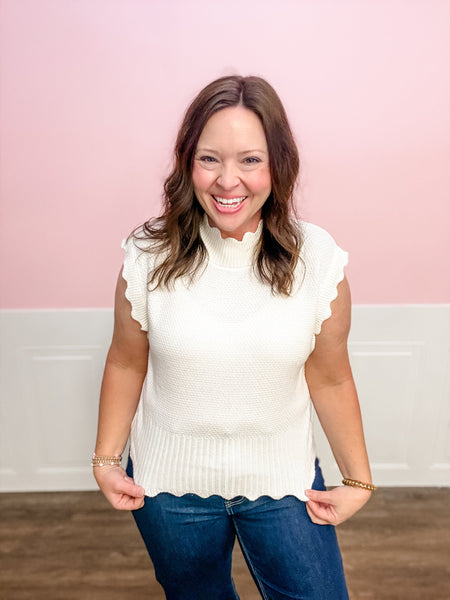 Everyday Ease Knit Top – Off White - Just a Small Town Girl