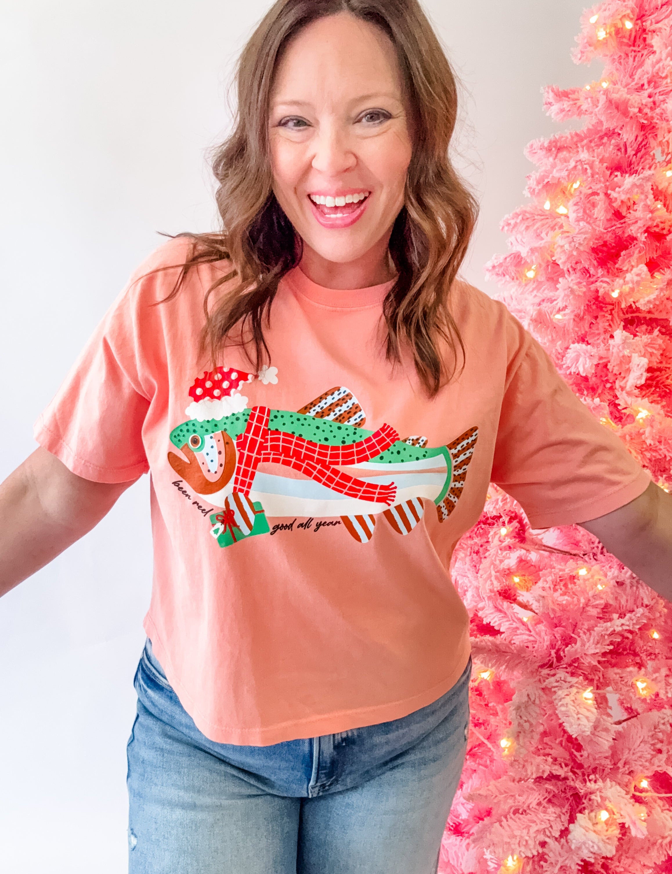 Festive Fish Crop Tee - Just a Small Town Girl