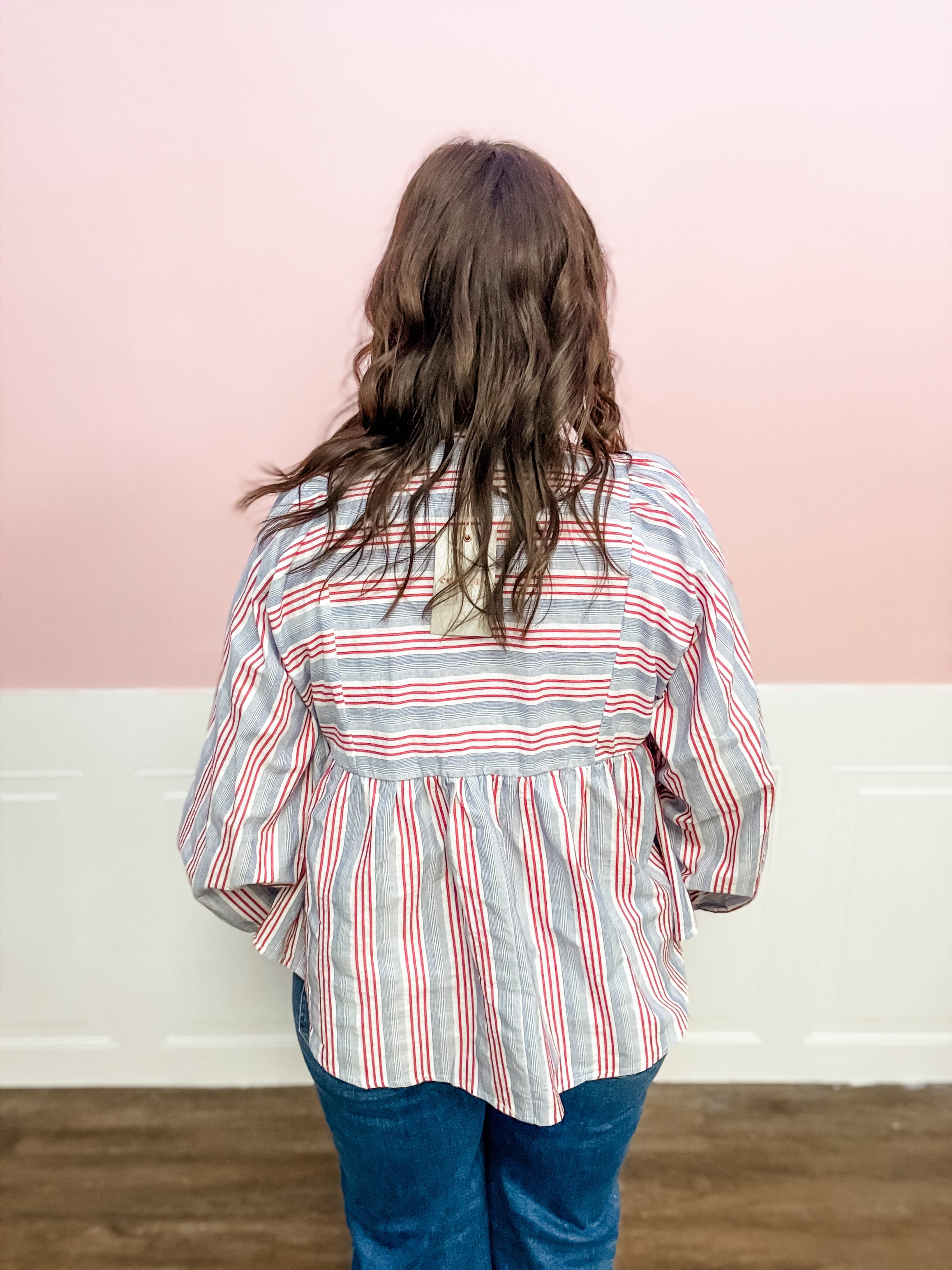 Freedom Stripe Peplum Top - Just a Small Town Girl