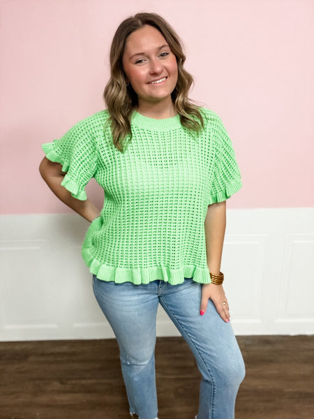 Fresh Pick Crochet Knit Top - Just a Small Town Girl