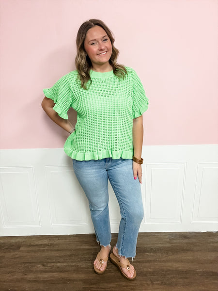 Fresh Pick Crochet Knit Top - Just a Small Town Girl