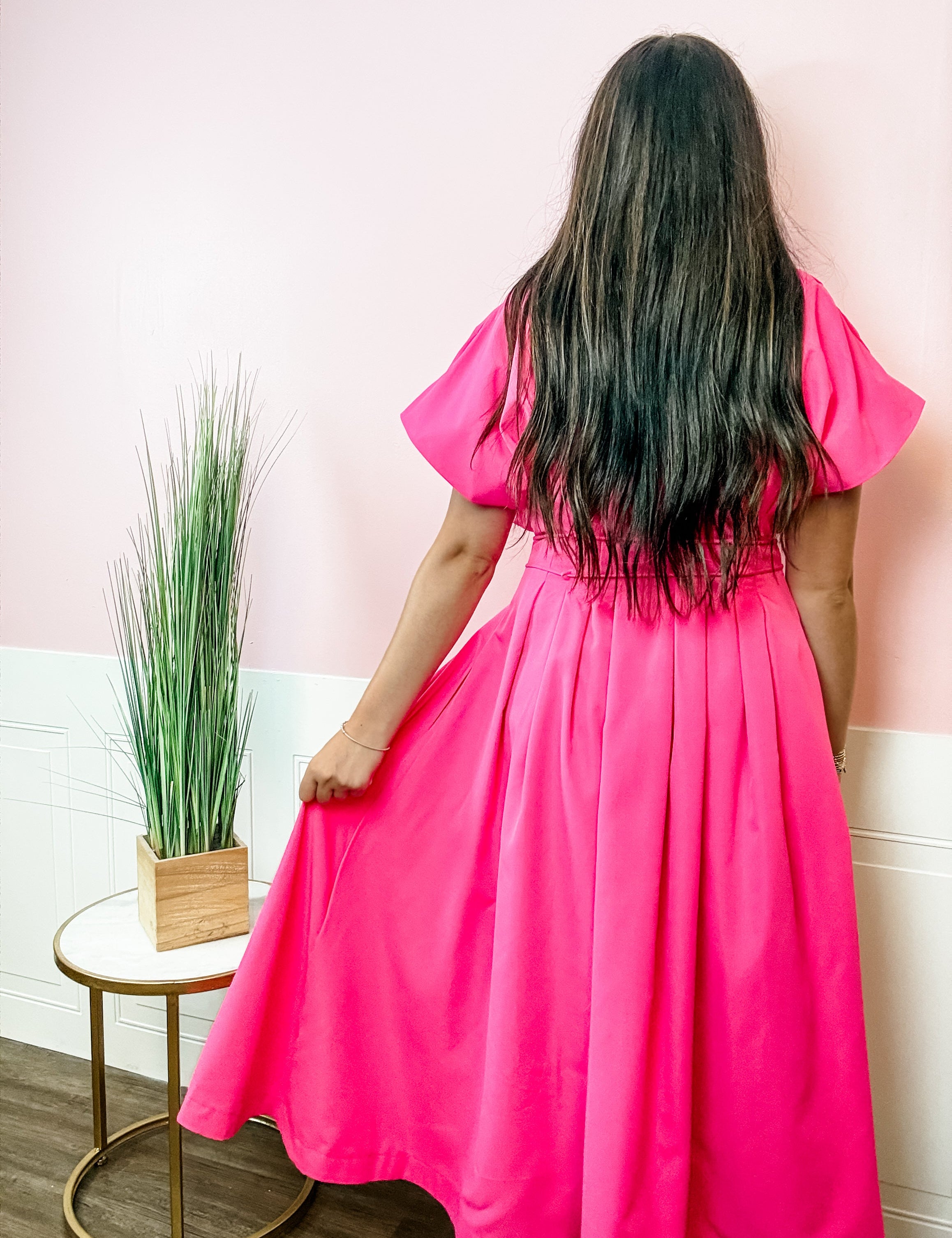 Fuchsia Flair Tie Waist Dress - Just a Small Town Girl