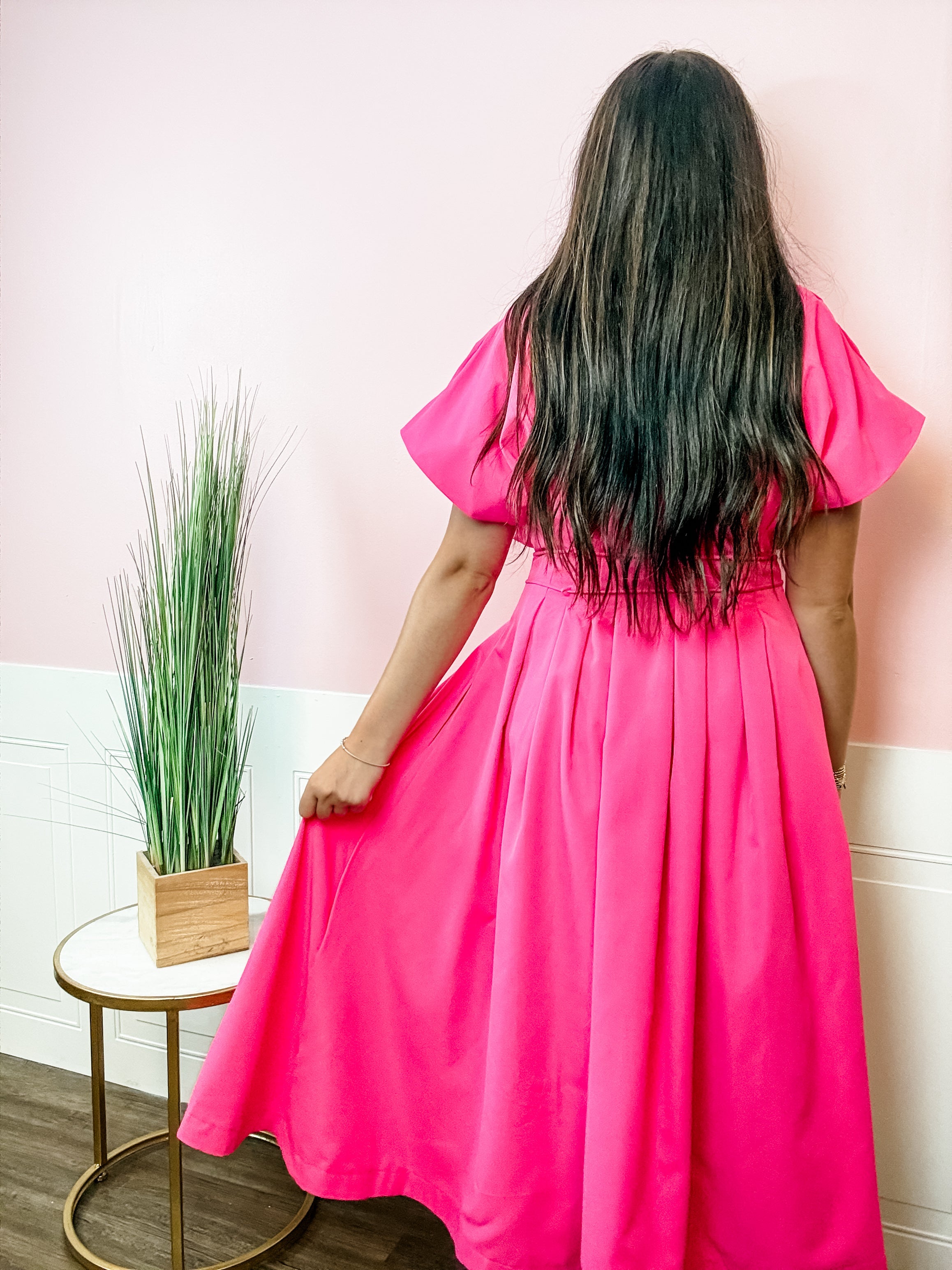 Fuchsia Flair Tie Waist Dress - Just a Small Town Girl
