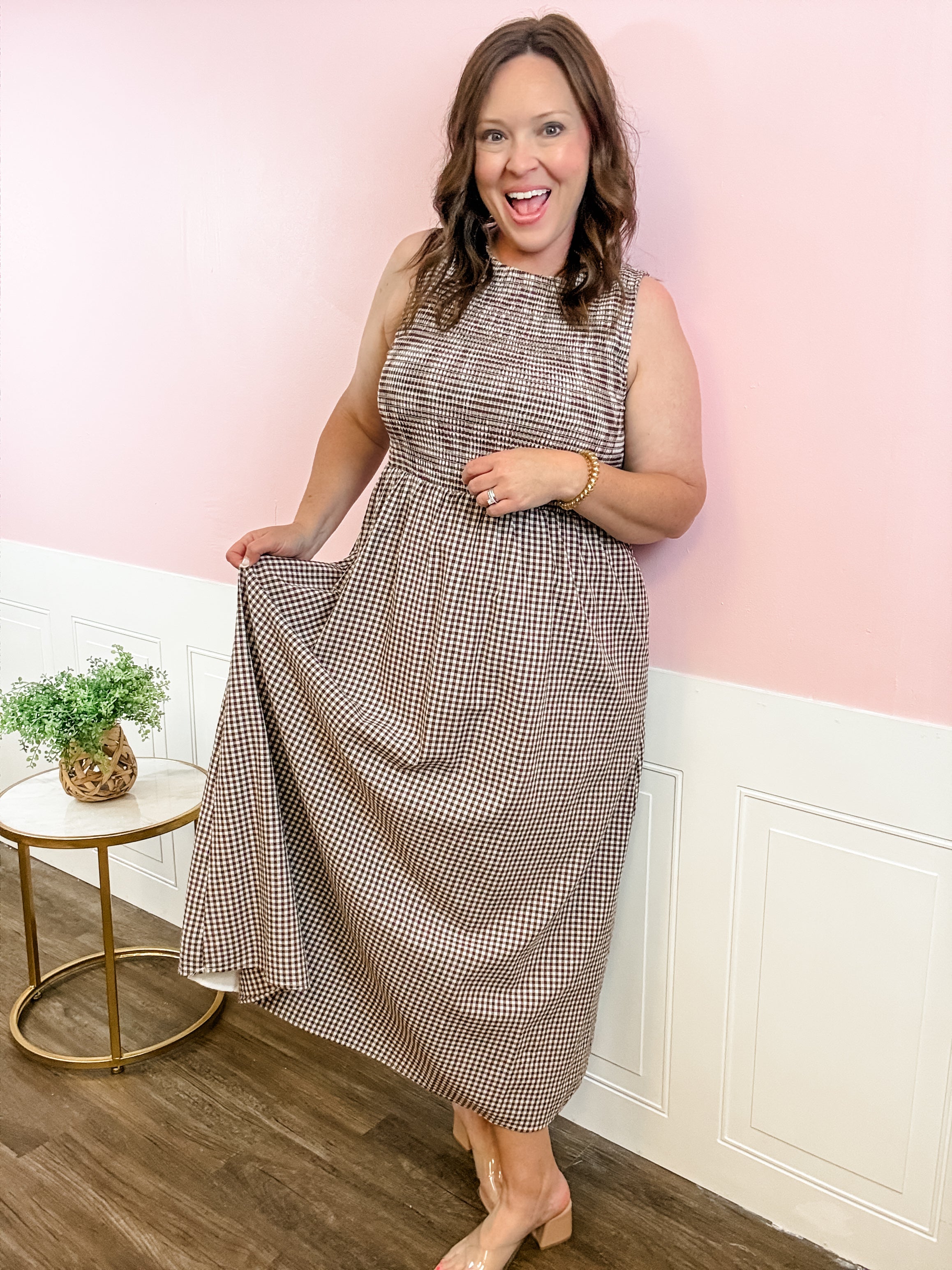 Gingham Grace Midi Dress - Just a Small Town Girl