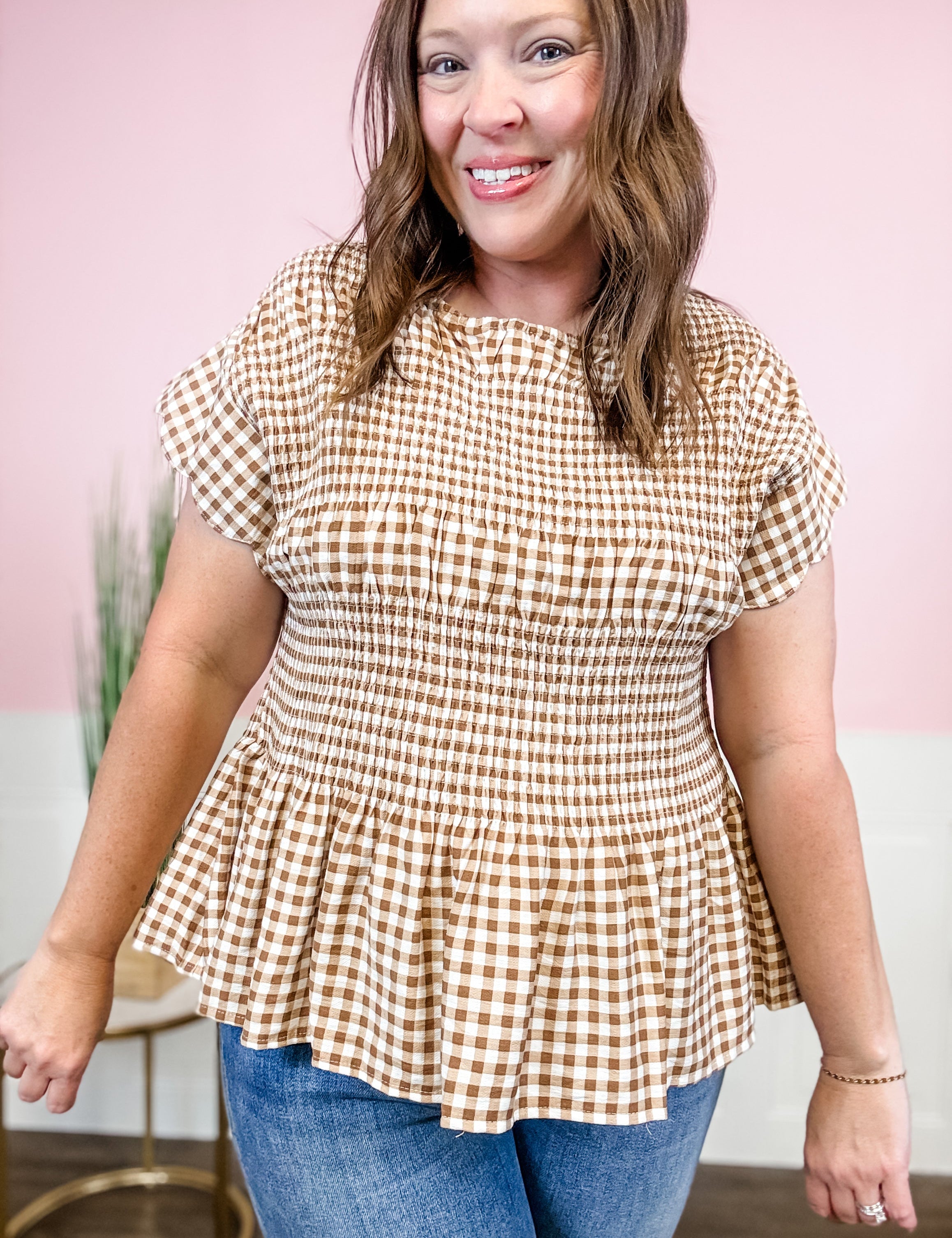 Gingham Smocked Top - Just a Small Town Girl