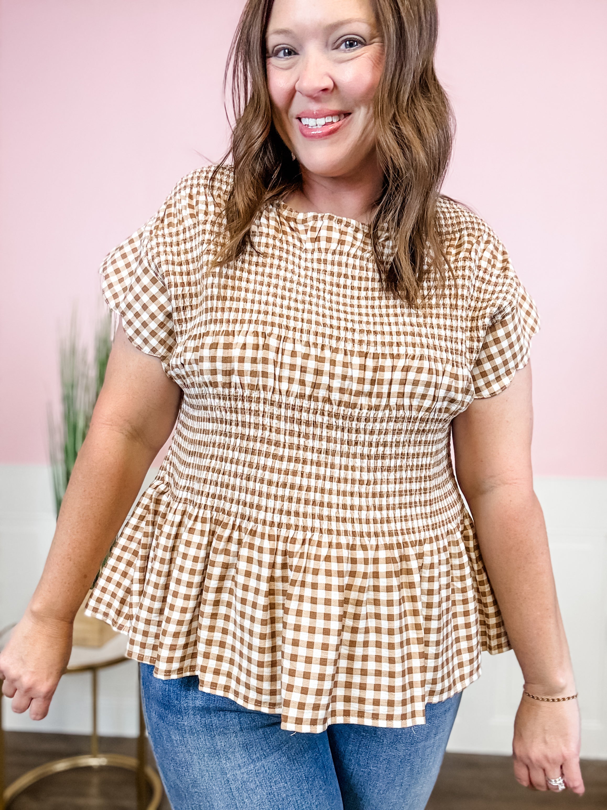 Gingham Smocked Top - Just a Small Town Girl