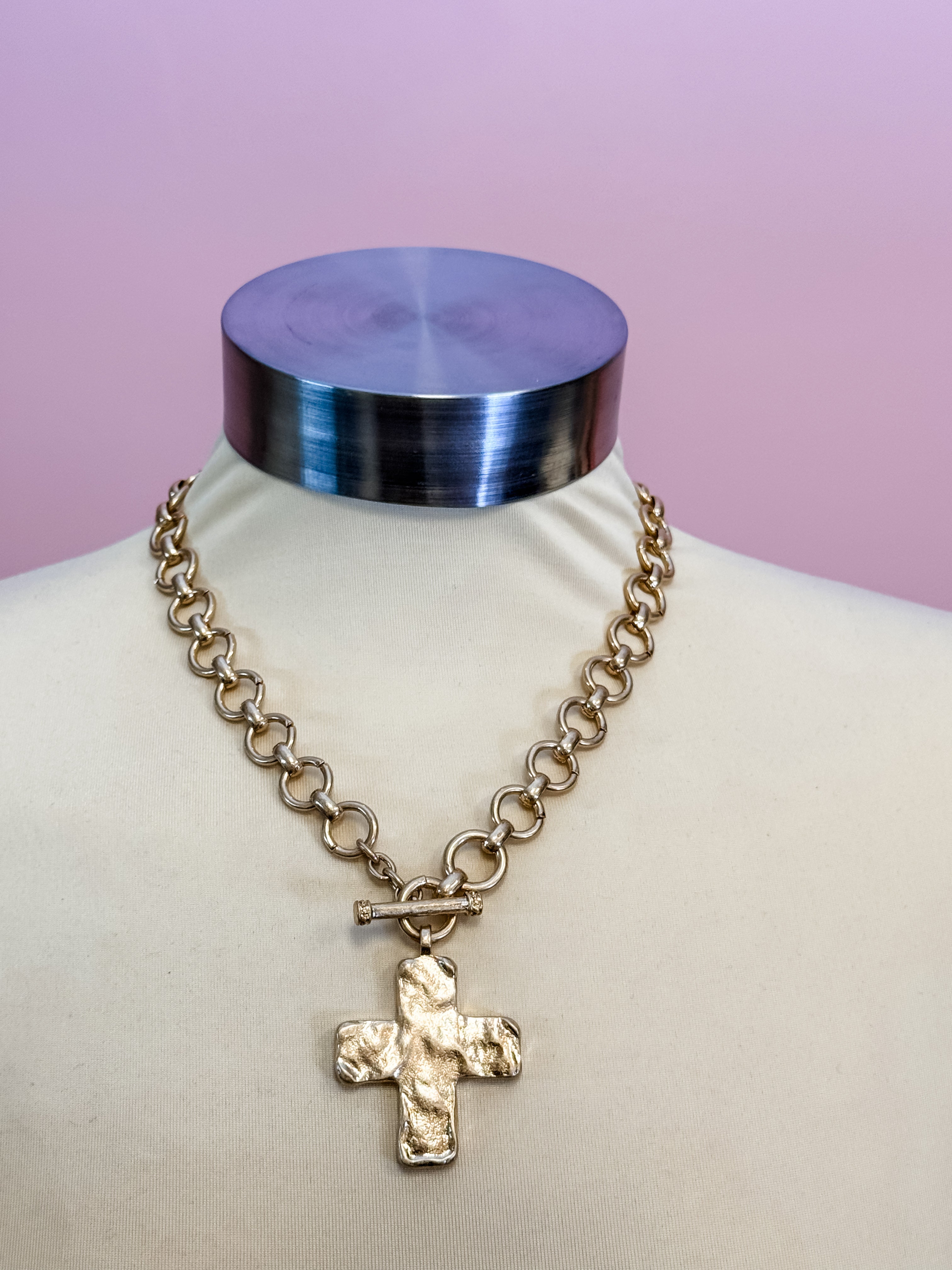 Golden Faith Cross Necklace - Just a Small Town Girl