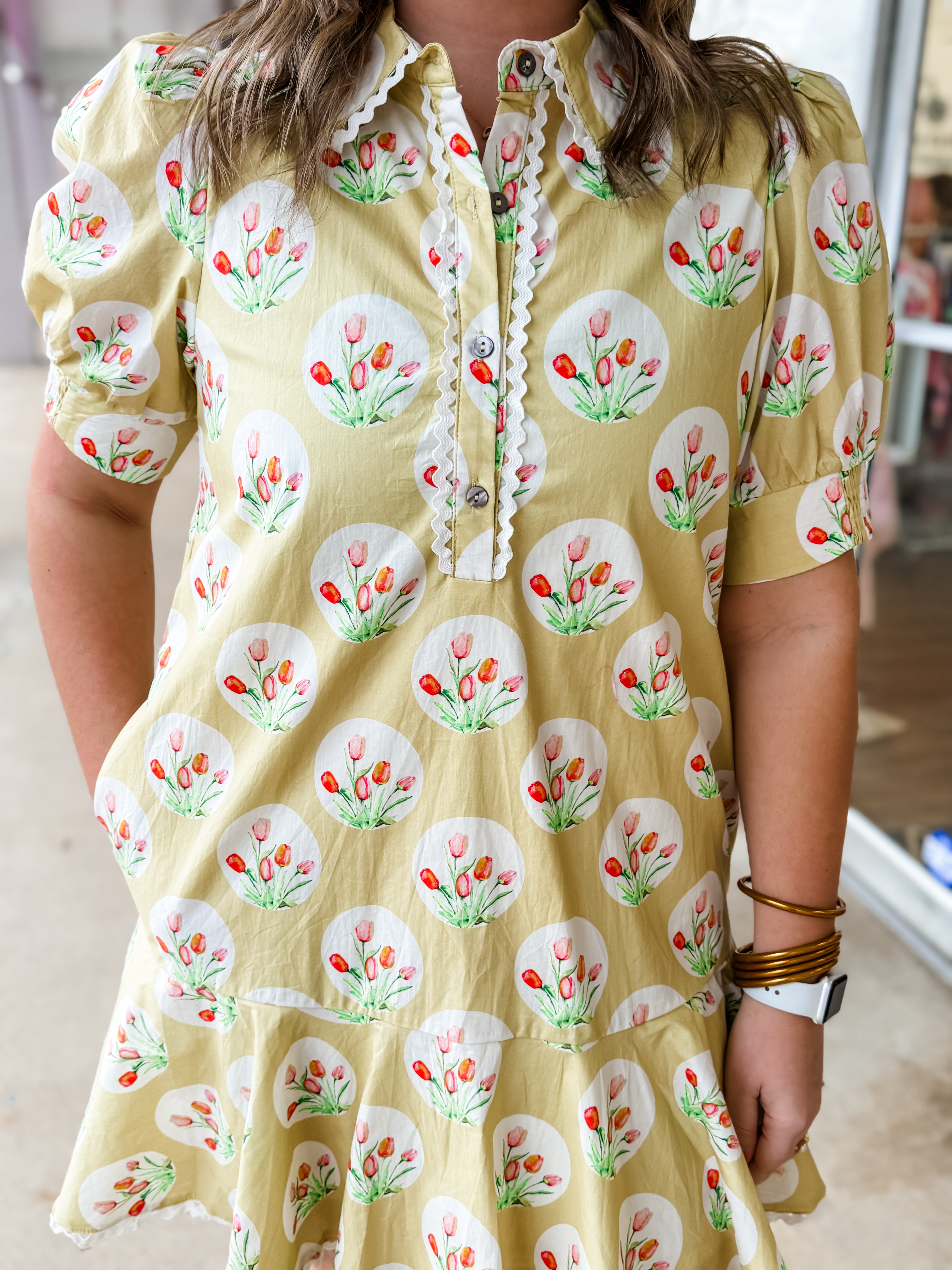 Golden Meadow Ruffle Dress - Just a Small Town Girl