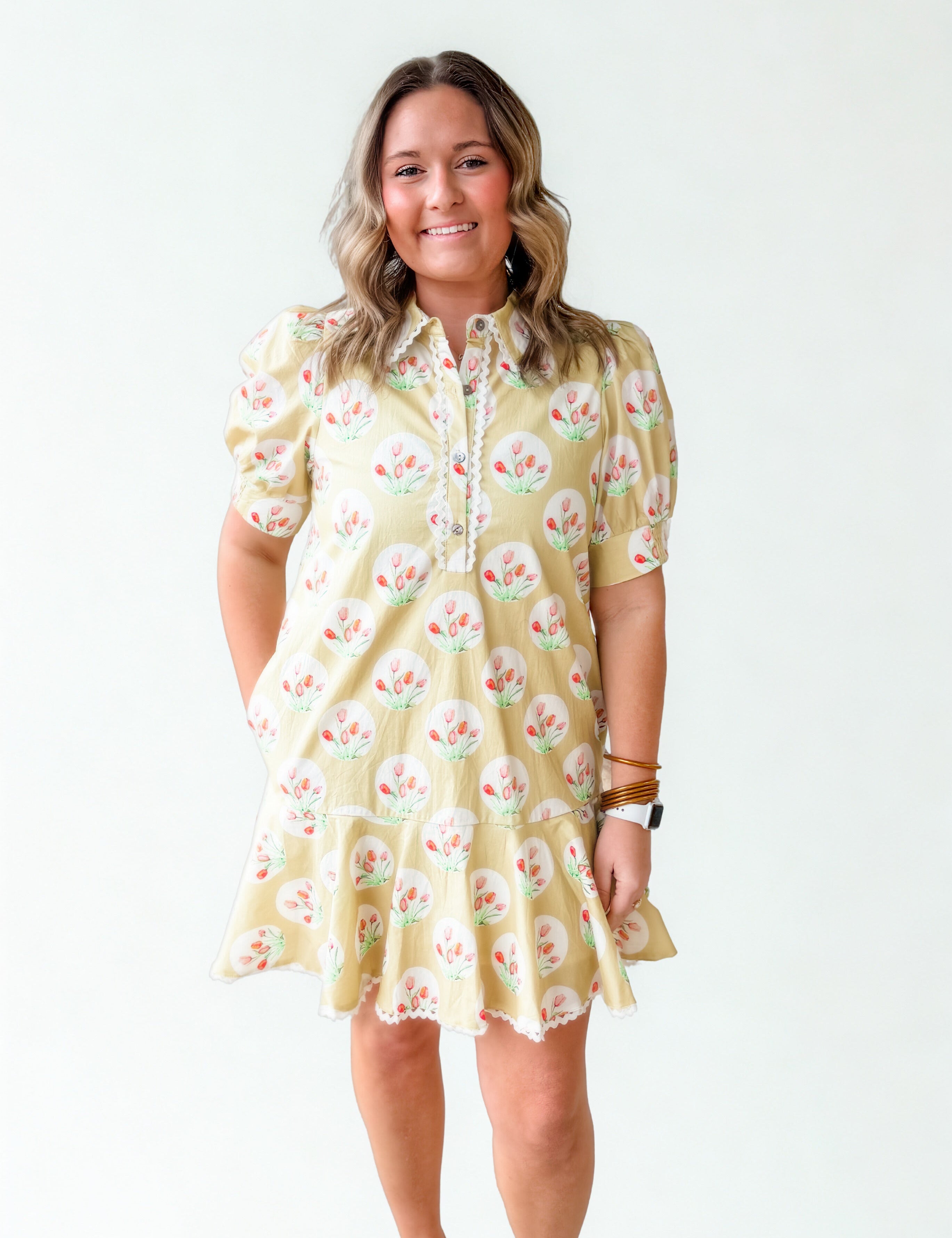 Golden Meadow Ruffle Dress - Just a Small Town Girl