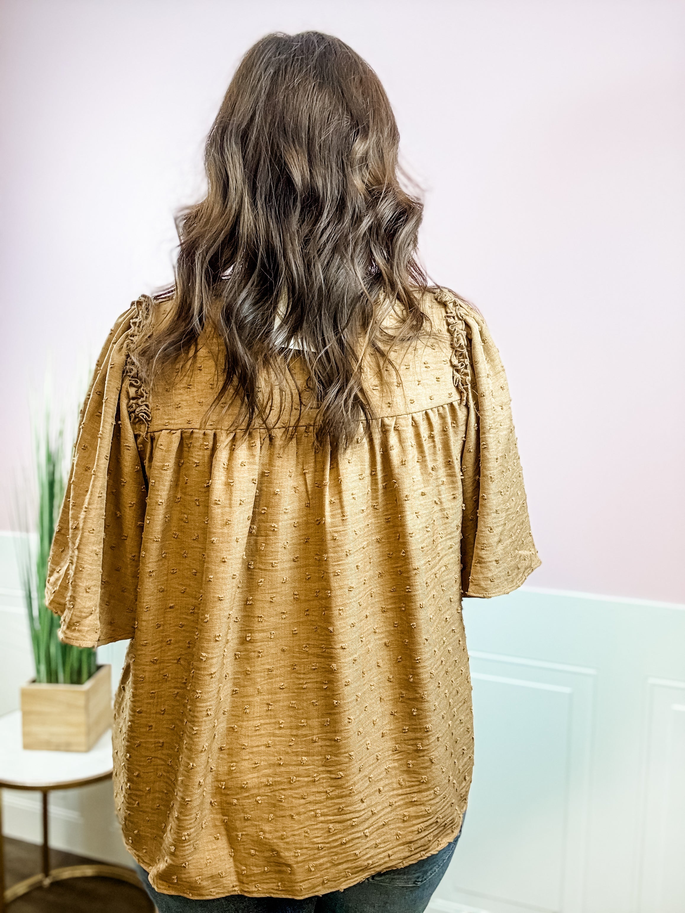 Golden Wheat Swiss Dot Tunic - Just a Small Town Girl