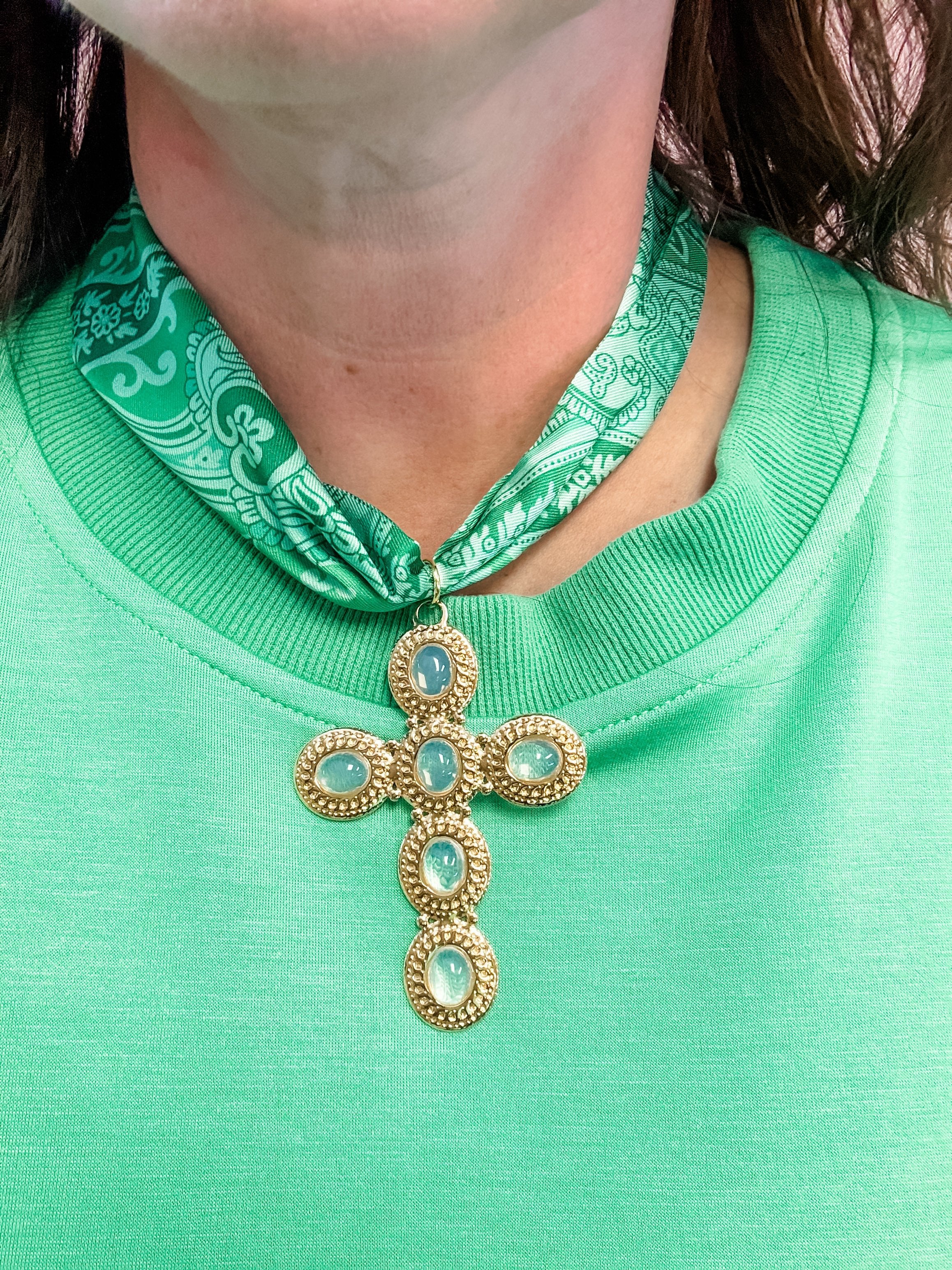 Graceful Cross Scarf Necklace - Just a Small Town Girl