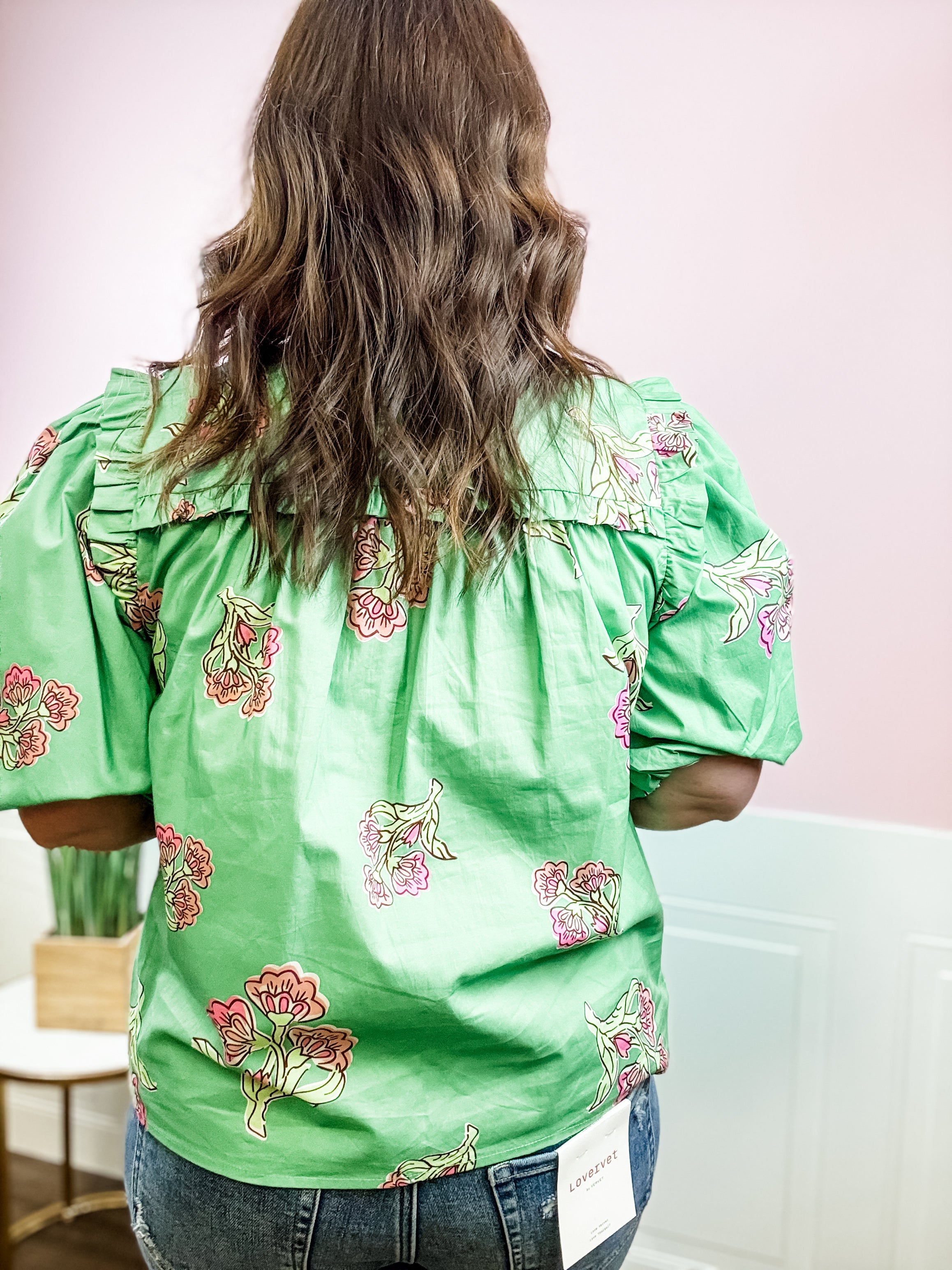 Green Garden Ruffle Blouse - Just a Small Town Girl