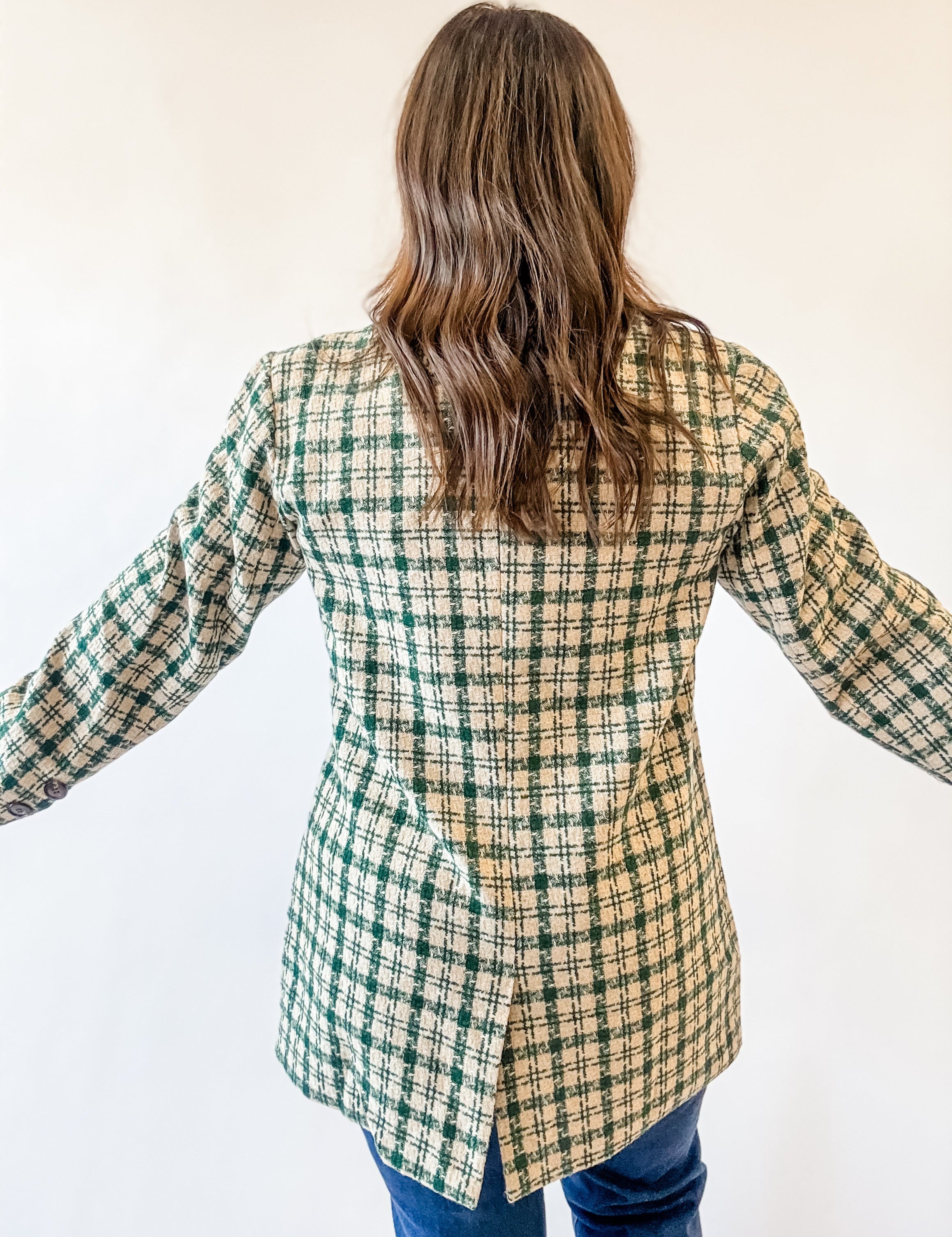 Green Plaid Tweed Blazer - Just a Small Town Girl
