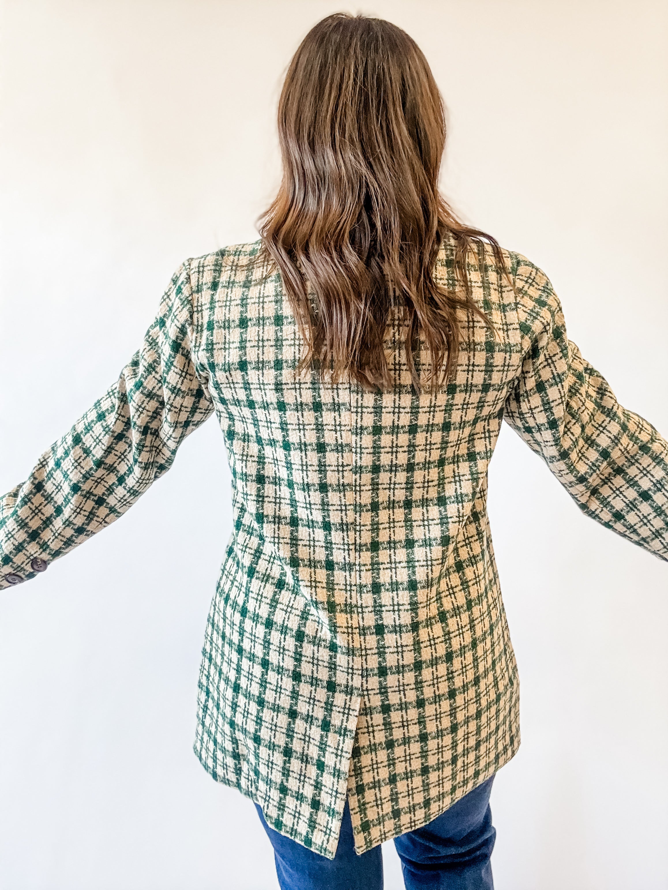 Green Plaid Tweed Blazer - Just a Small Town Girl