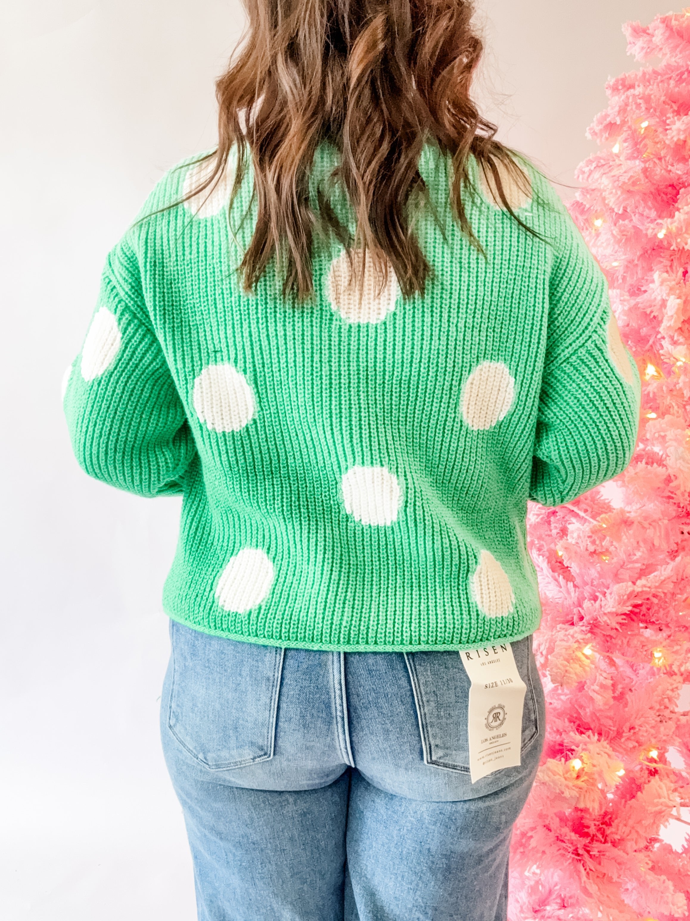 Green Polka Dot Button Cardigan - Just a Small Town Girl