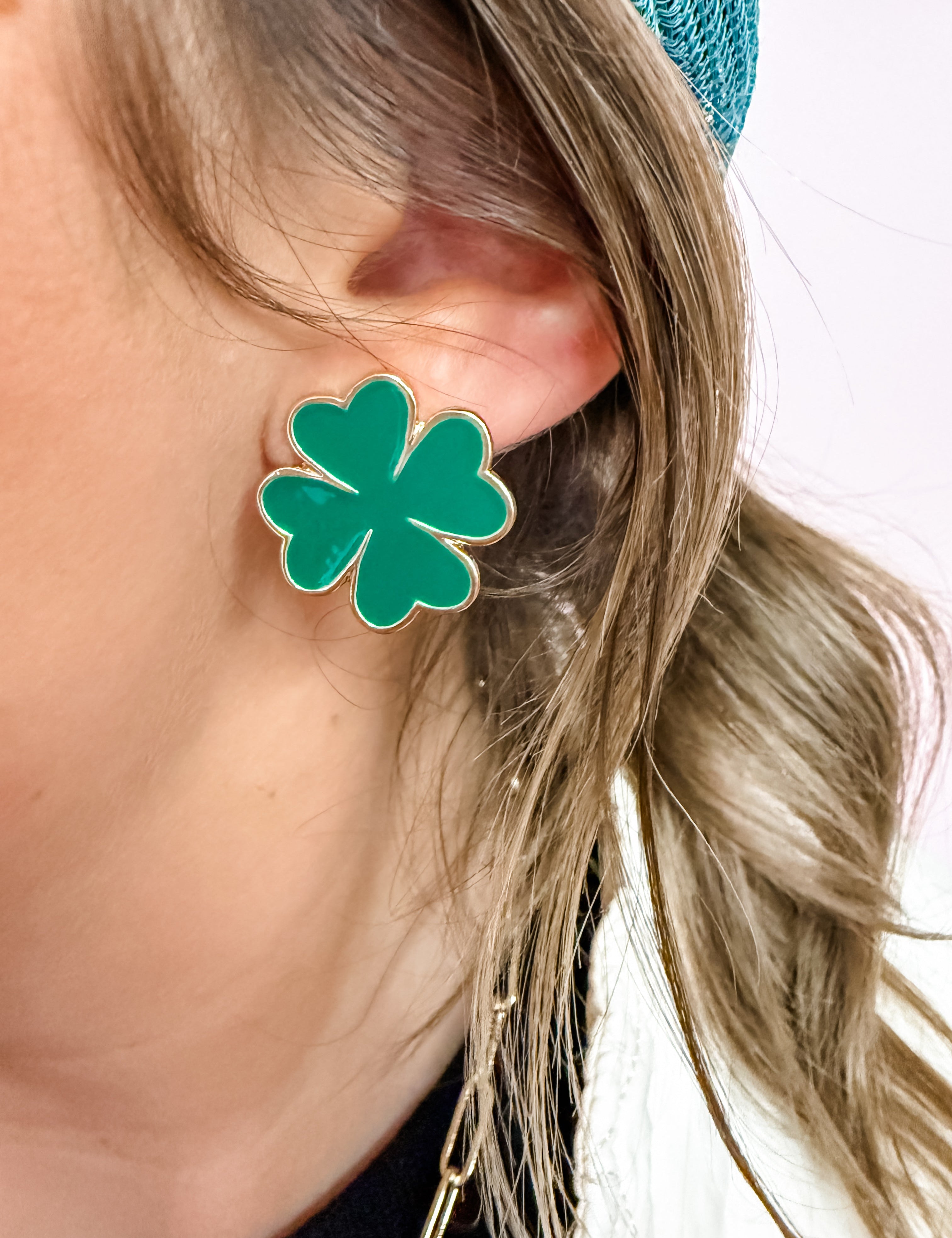 Green Shamrock Earrings - Just a Small Town Girl