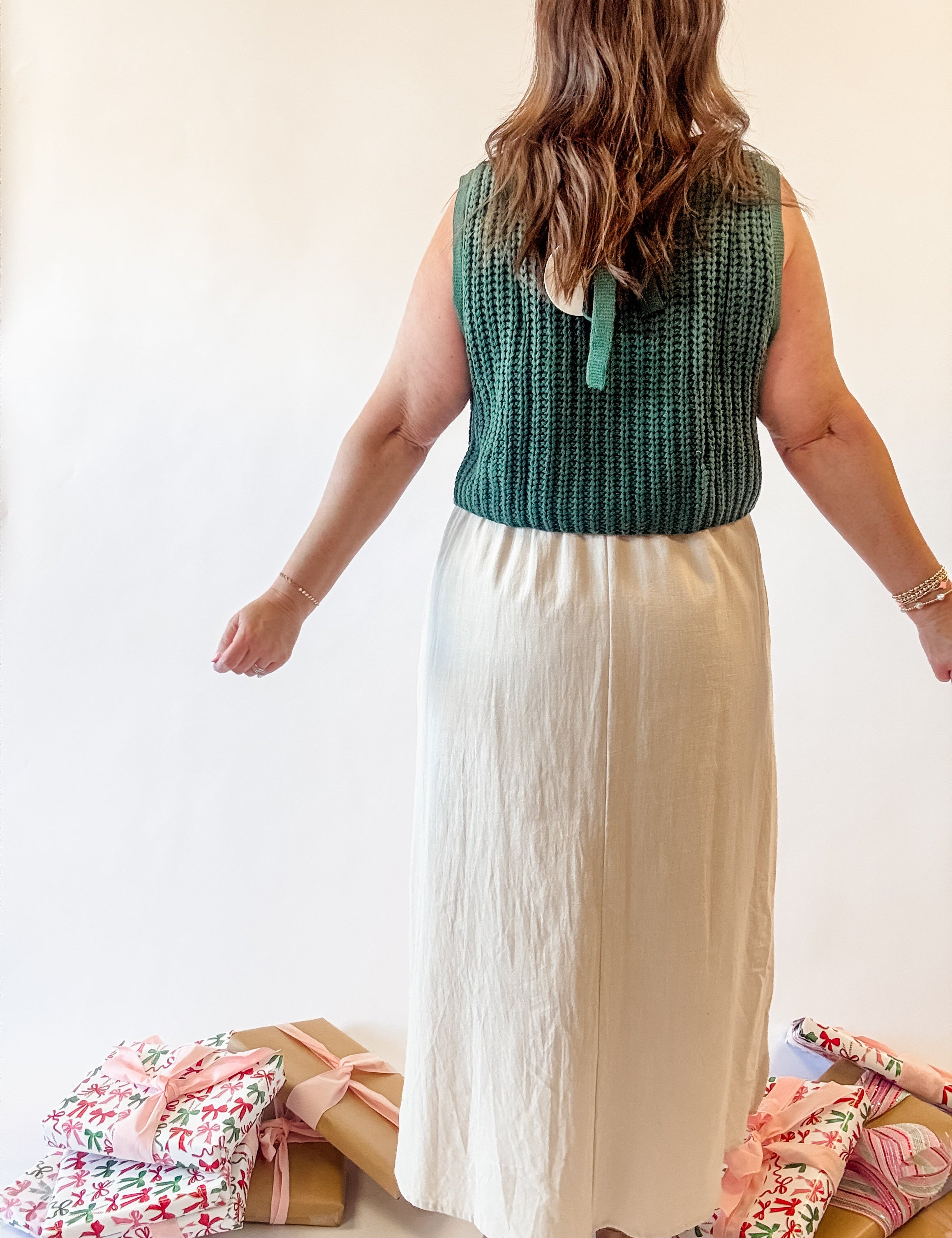 Green Sweater Vest Layered Midi Dress - Just a Small Town Girl