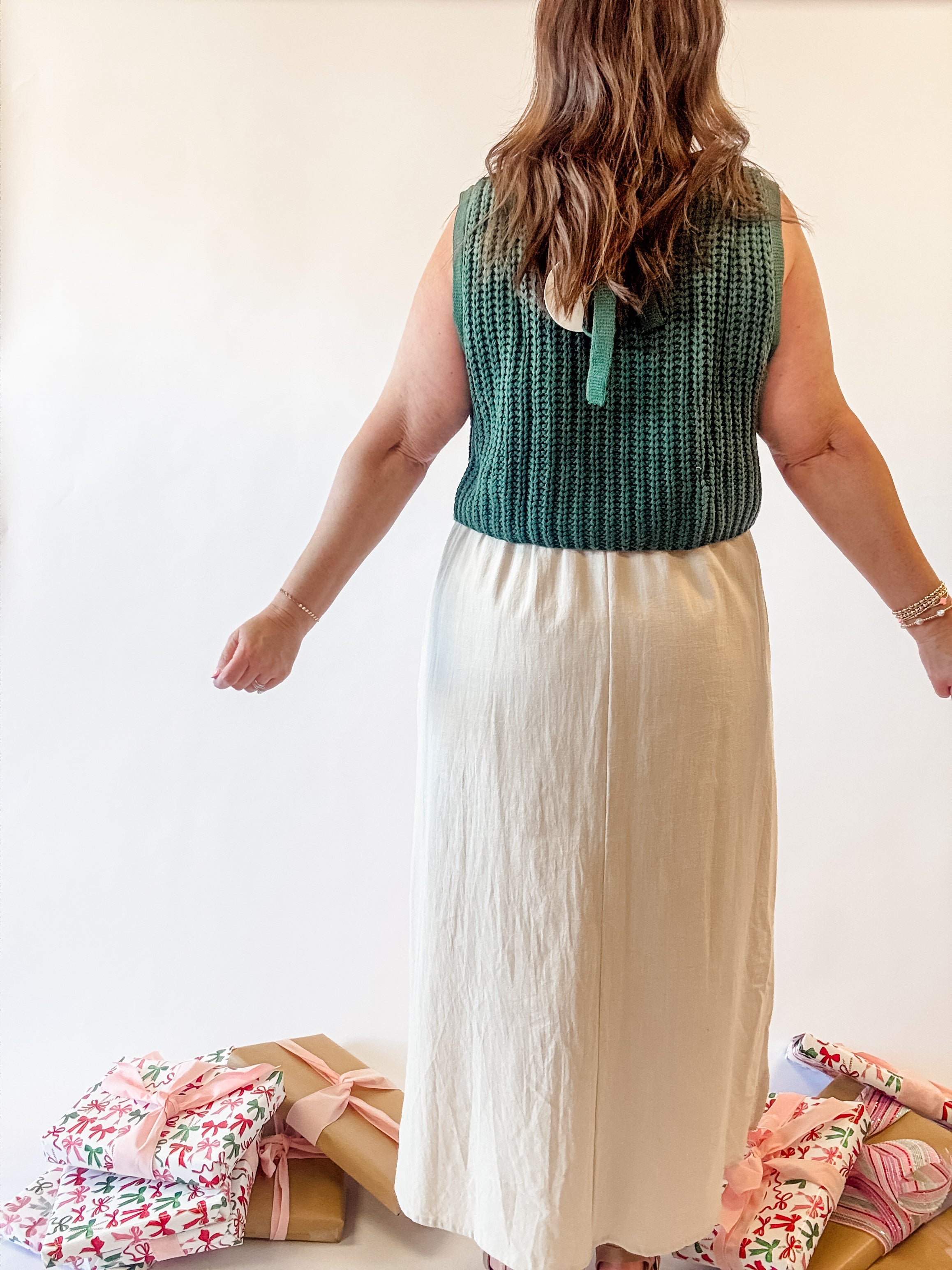 Green Sweater Vest Layered Midi Dress - Just a Small Town Girl