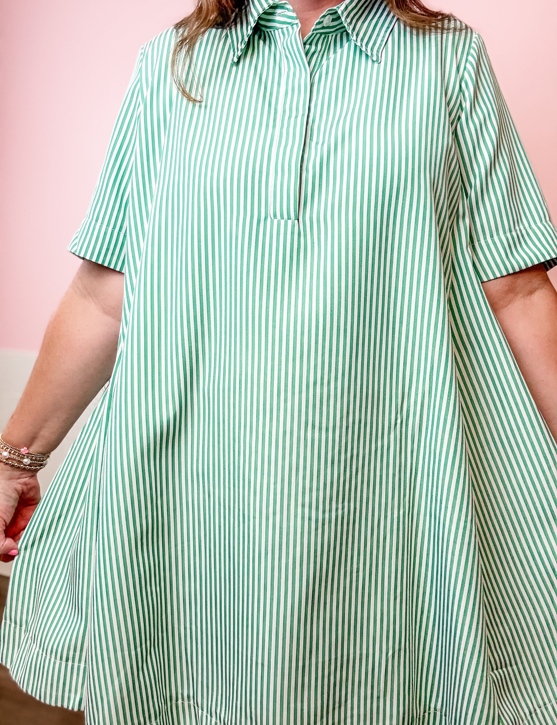 Green with Envy Stripe Mini Dress - Just a Small Town Girl