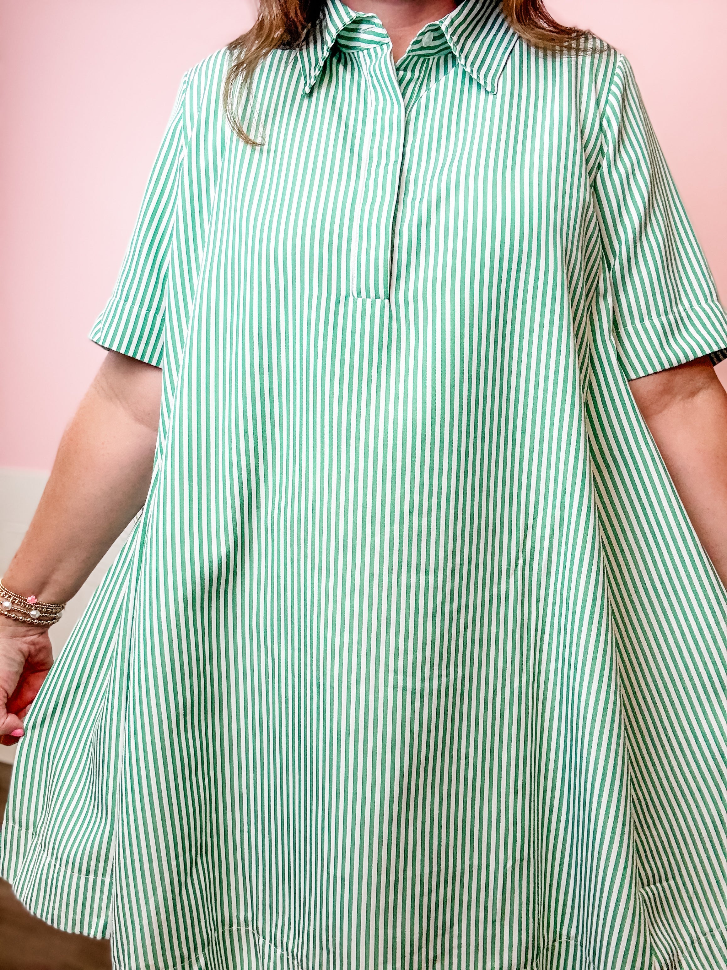 Green with Envy Stripe Mini Dress - Just a Small Town Girl