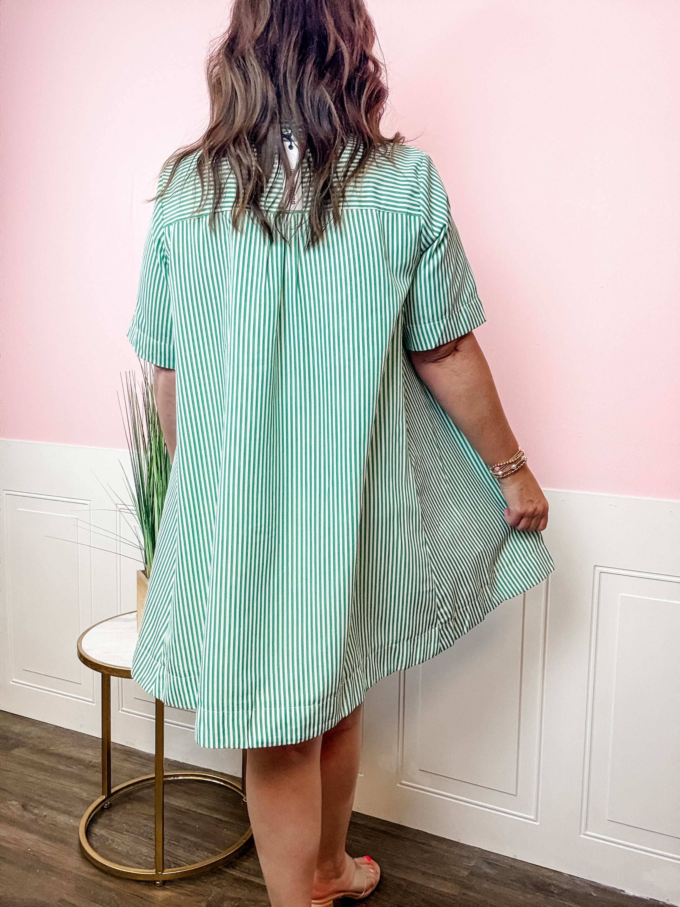 Green with Envy Stripe Mini Dress - Just a Small Town Girl