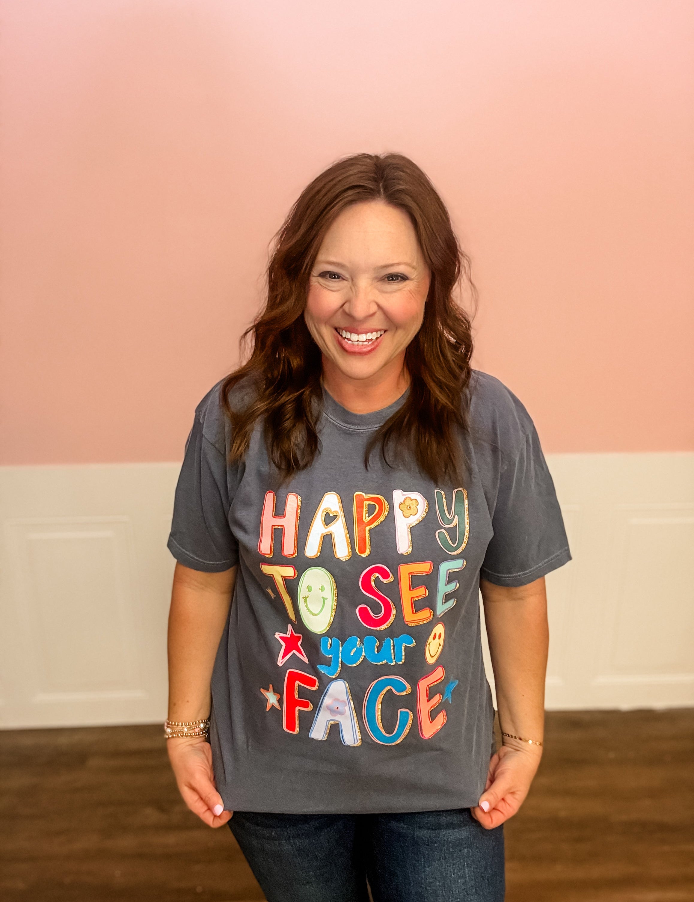 Happy To See You Graphic Tee - Just a Small Town Girl