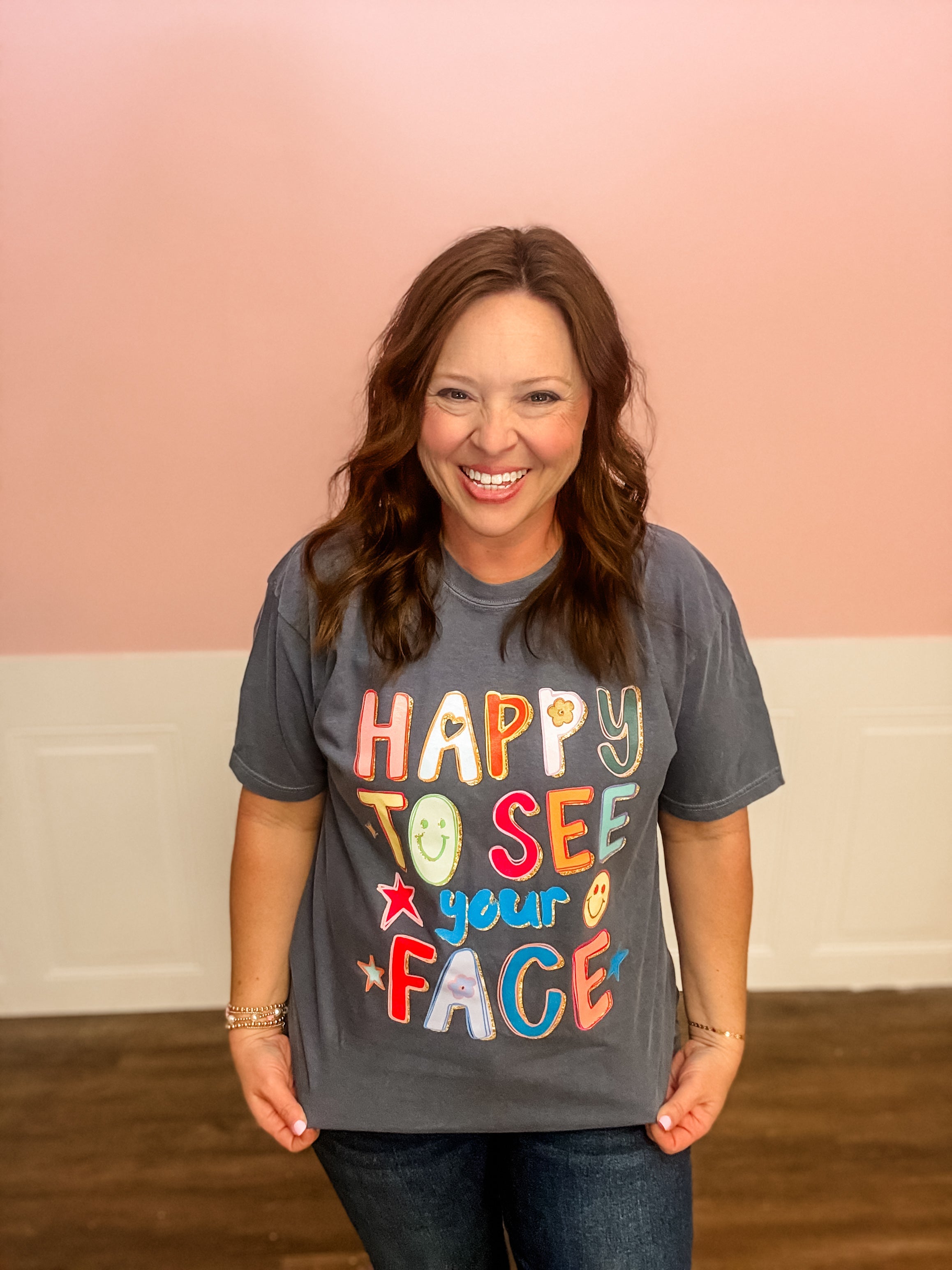 Happy To See You Graphic Tee - Just a Small Town Girl