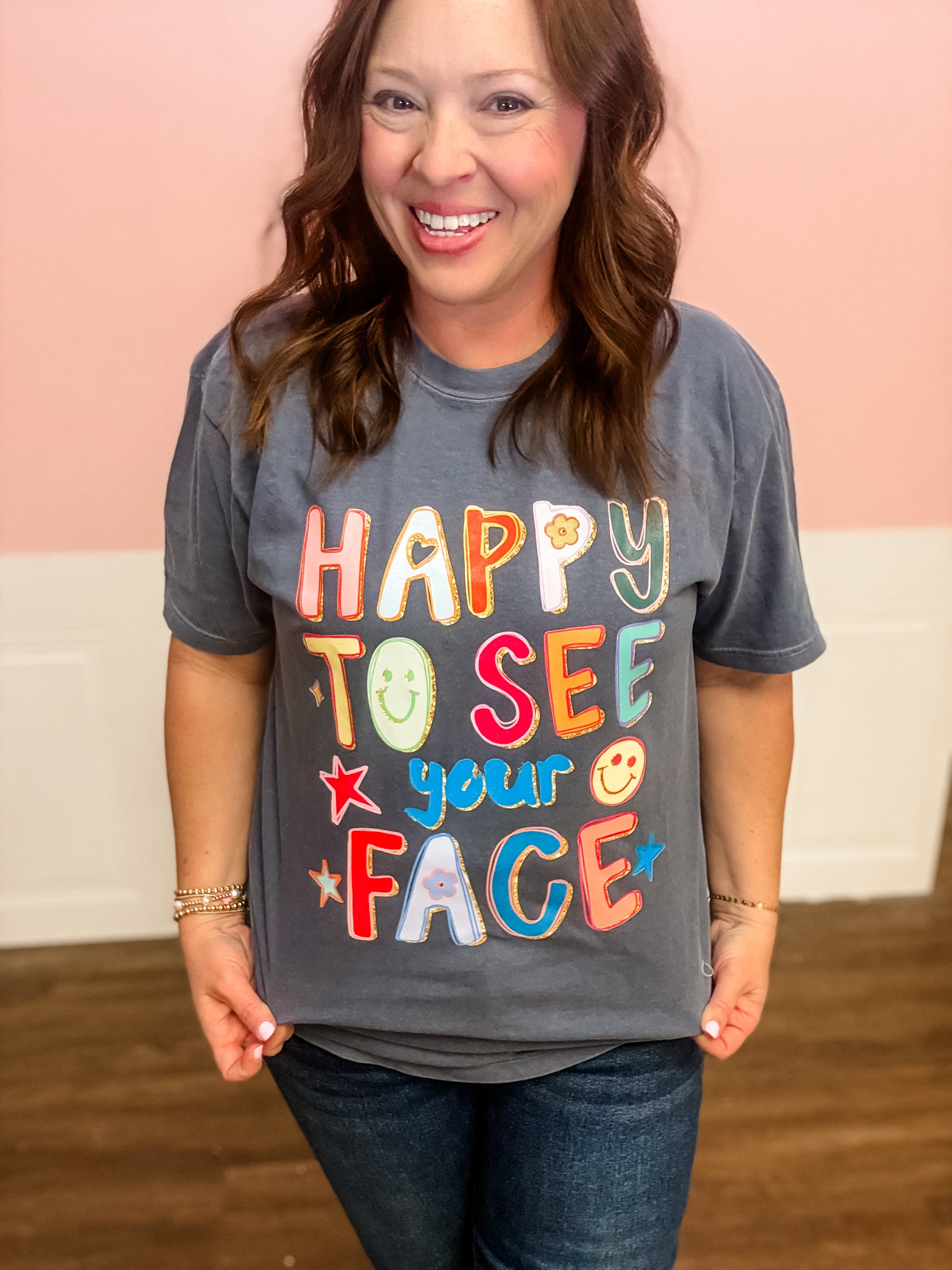 Happy To See You Graphic Tee - Just a Small Town Girl