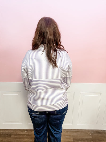 Harbor Breeze Stripe Quarter Zip Top - Just a Small Town Girl