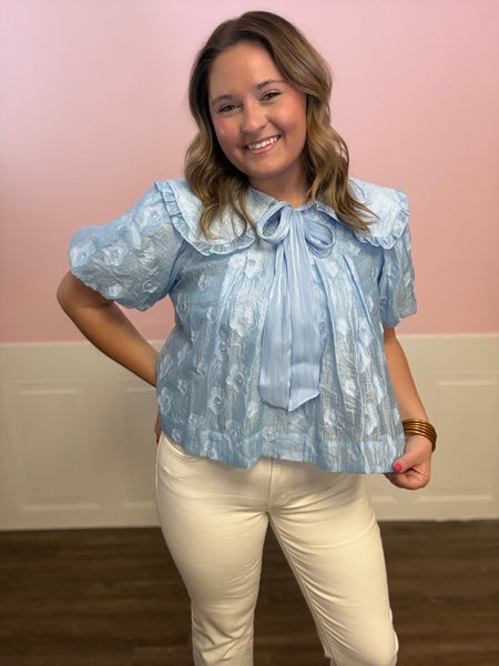 Heavenly Blue Petal Blouse - Just a Small Town Girl