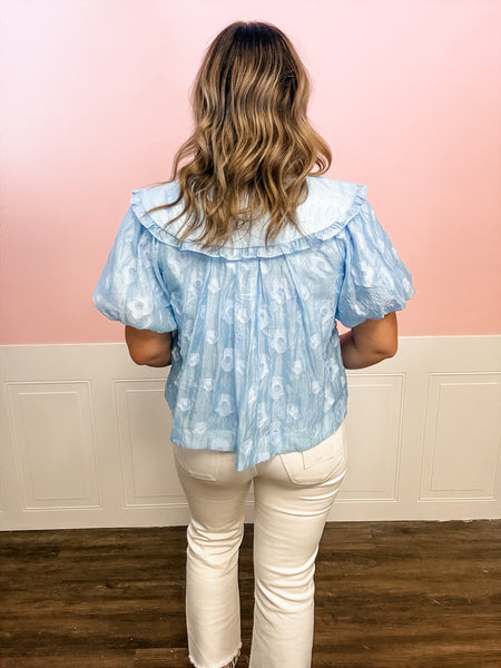 Heavenly Blue Petal Blouse - Just a Small Town Girl