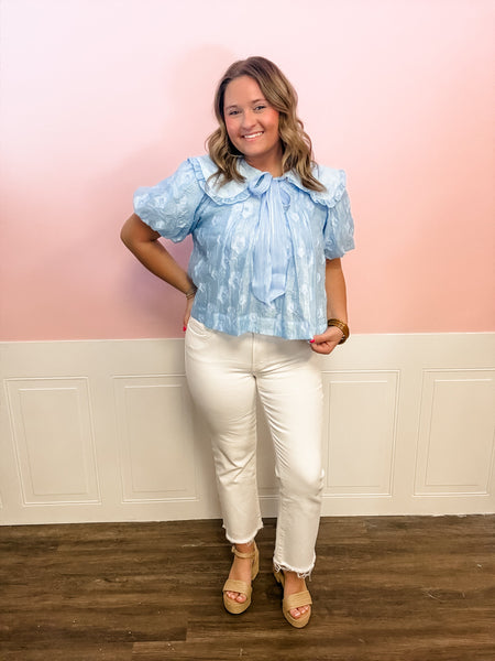 Heavenly Blue Petal Blouse - Just a Small Town Girl