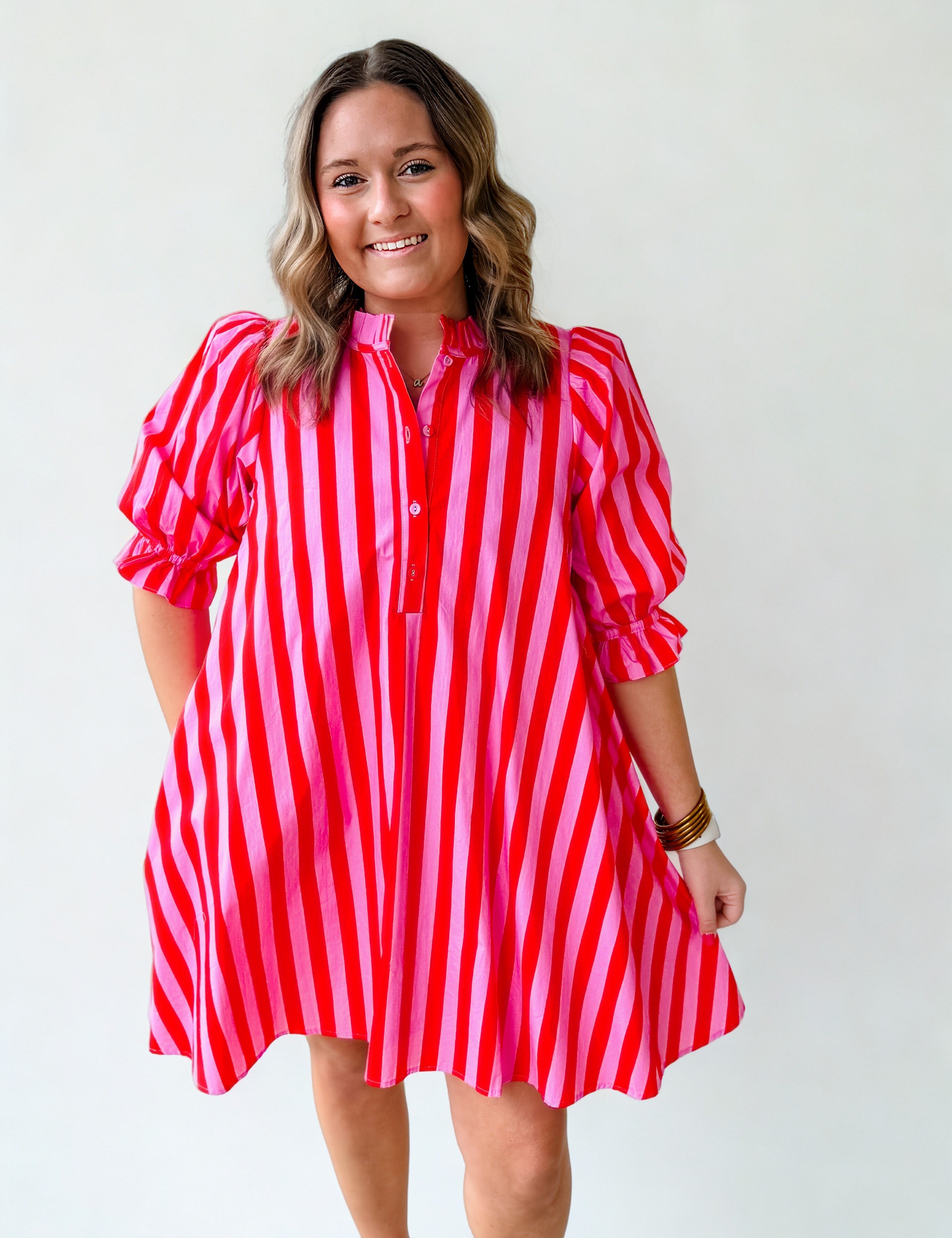 Hot Pink Stripe Swing Dress - Just a Small Town Girl