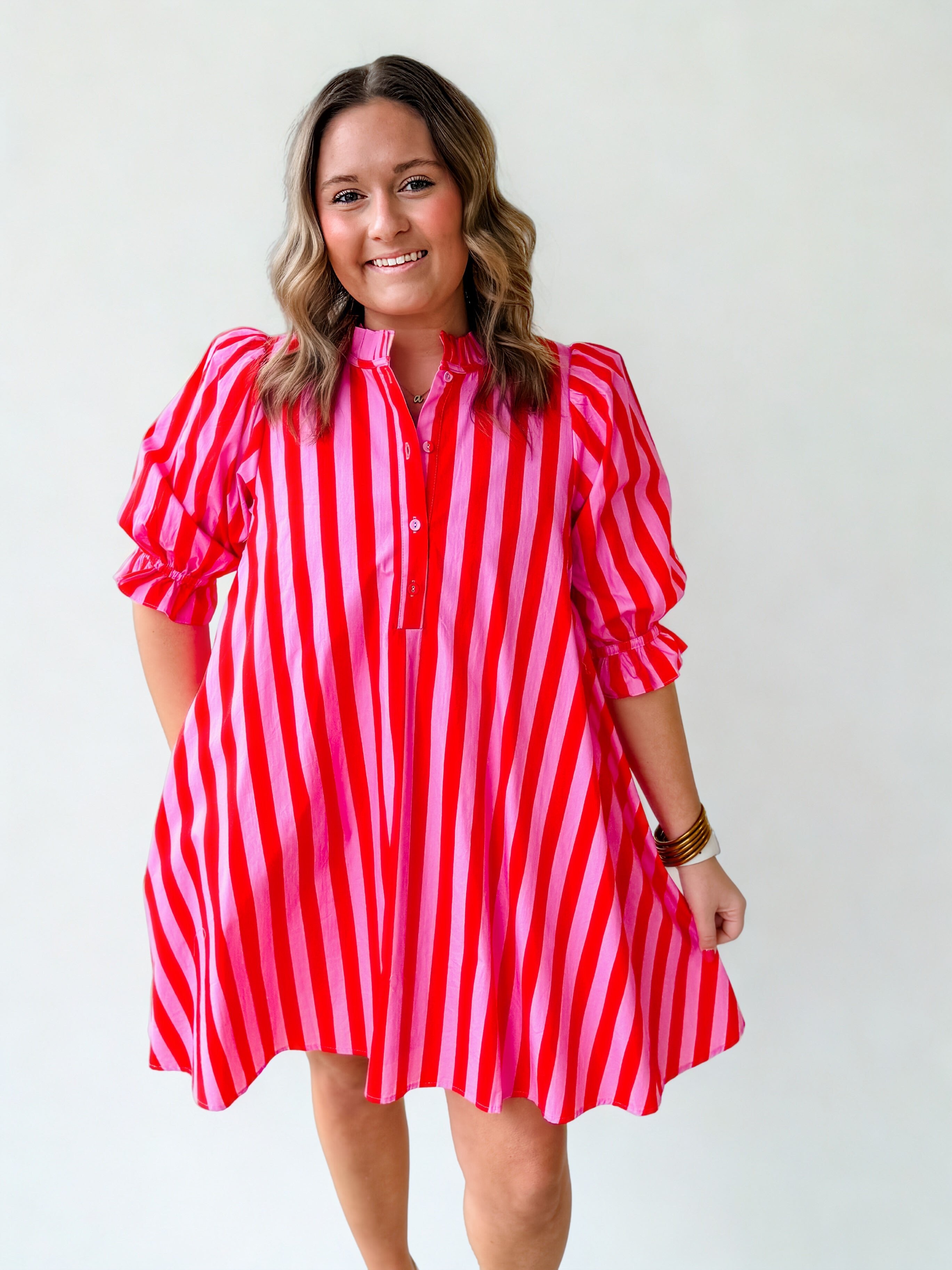 Hot Pink Stripe Swing Dress - Just a Small Town Girl