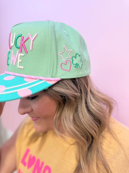 How Lucky Are We Patchwork Hat - Just a Small Town Girl