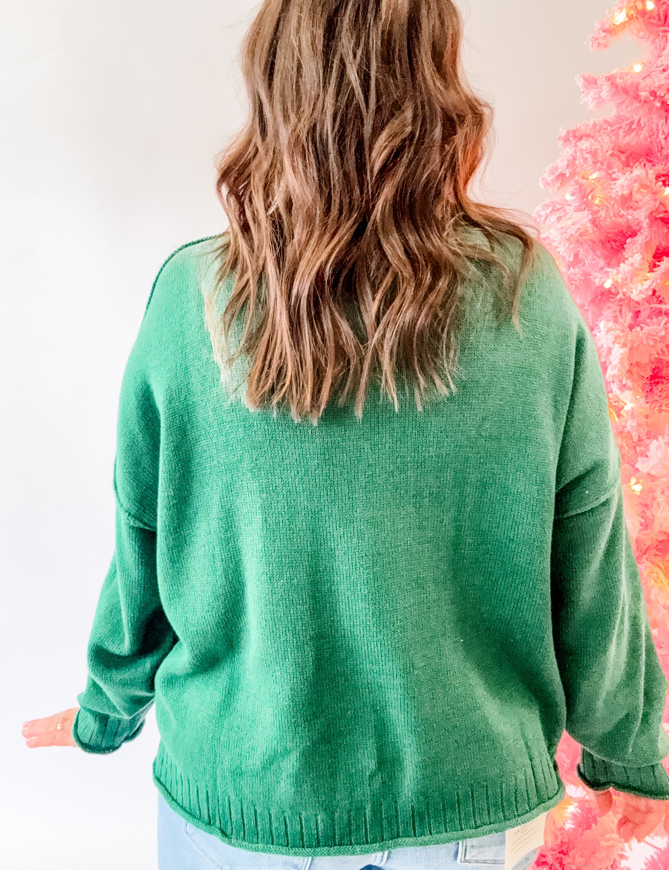 Hunter Green Relaxed Crewneck Sweater - Just a Small Town Girl